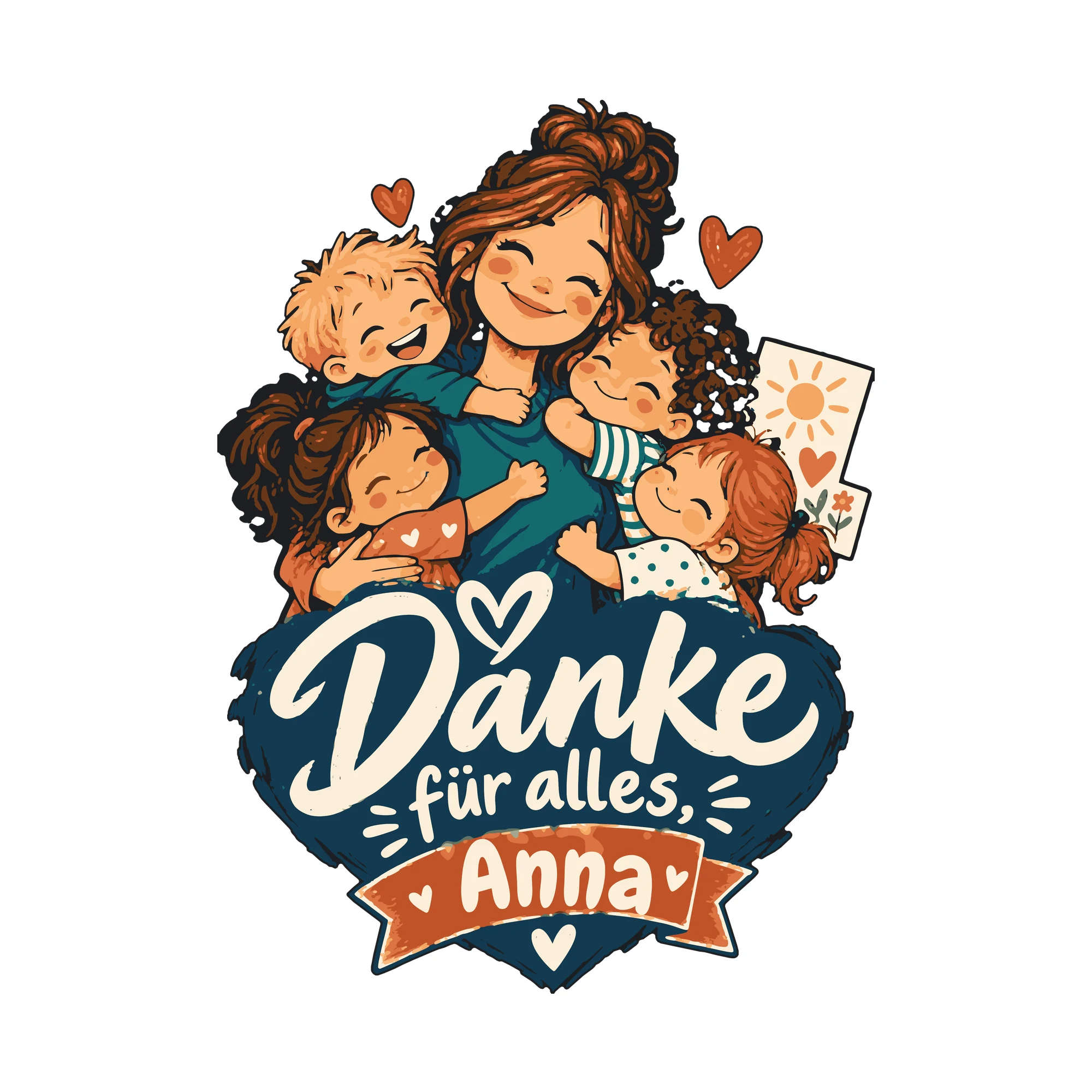 Bügelbild Danke für alles mit Name als Grafik auf weißem Hintergrund (BB011265)