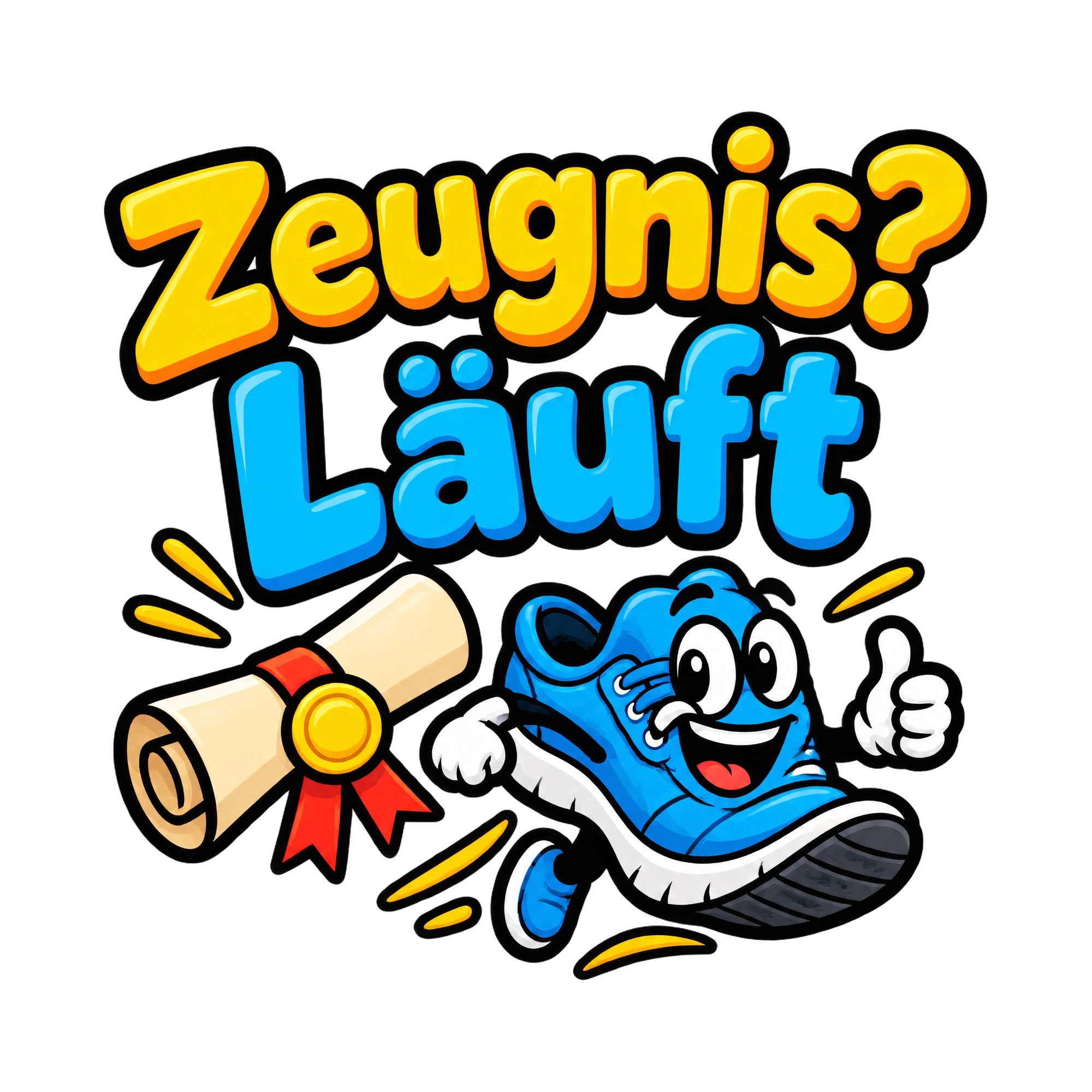 Bügelbild Zeugnis laeuft als Grafik auf weißem Hintergrund (BB016395)