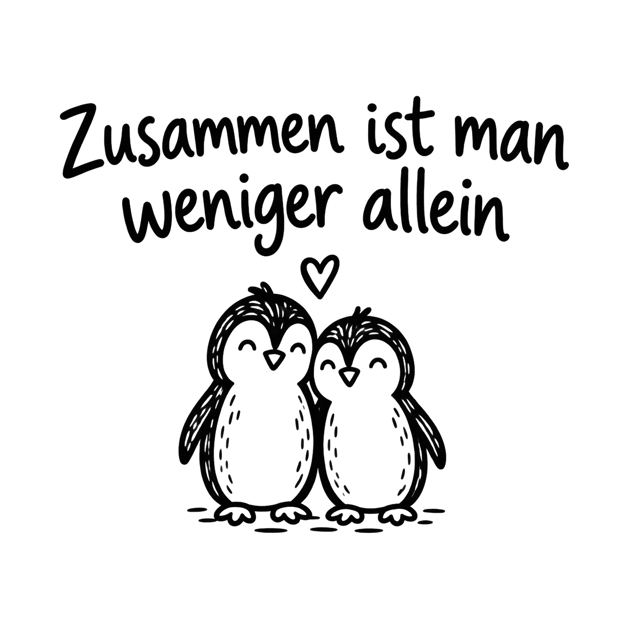 Bügelbild Zusammen ist man weniger allein als Grafik auf weißem Hintergrund (BB019148)