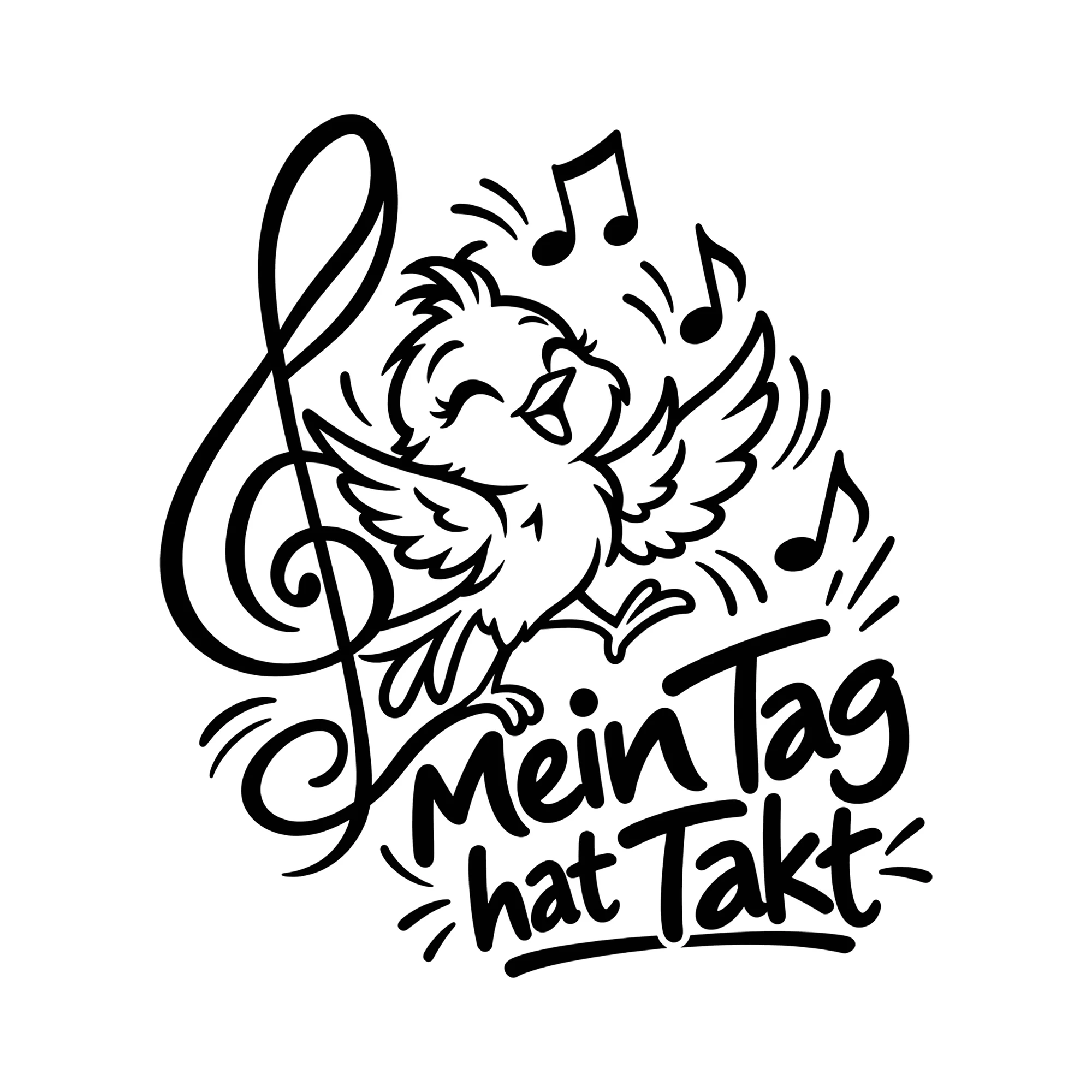 Bügelbild Mein Tag hat Takt als Grafik auf weißem Hintergrund (BB012904)