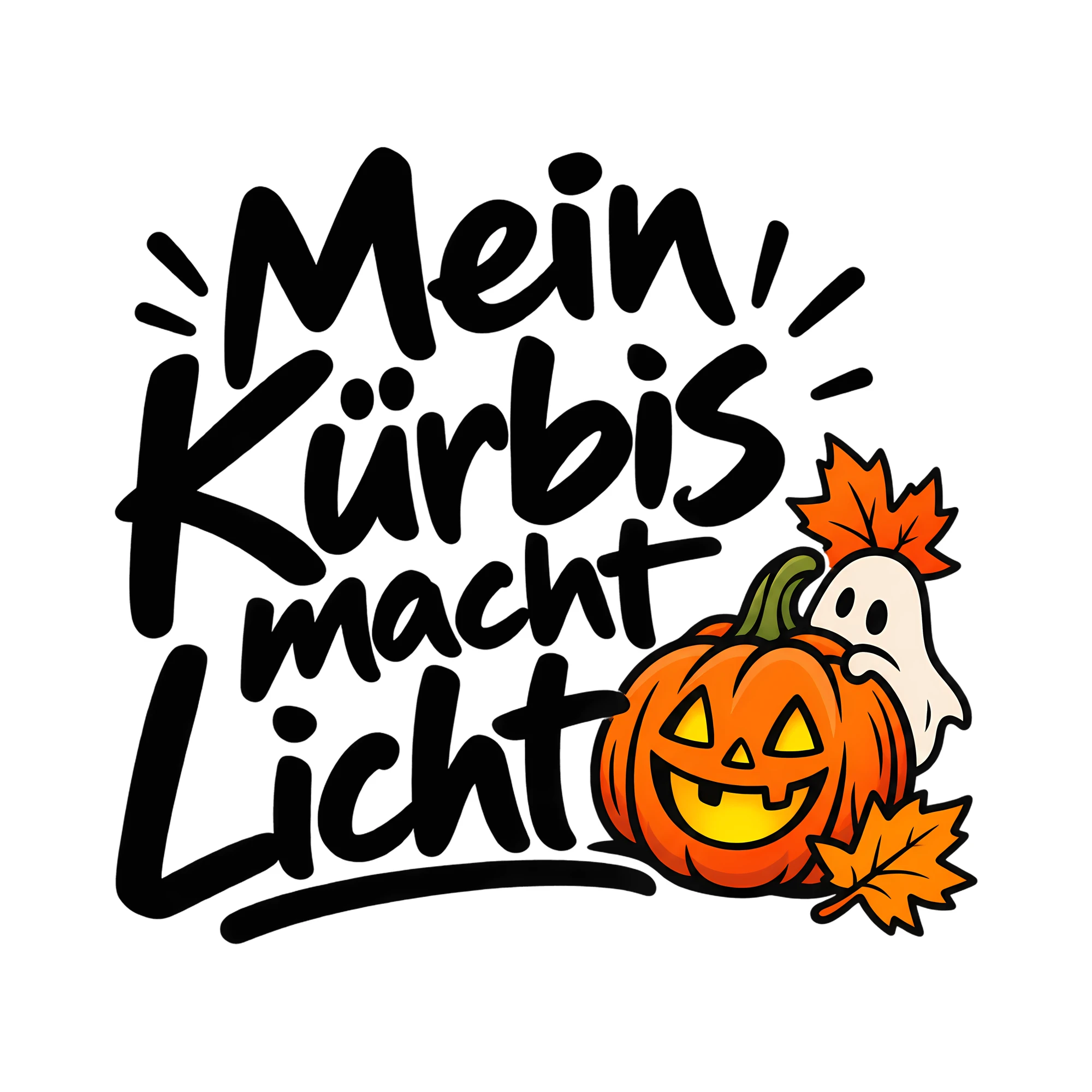 Bügelbild Mein Kürbis macht Licht als Grafik auf weißem Hintergrund (BB012667)