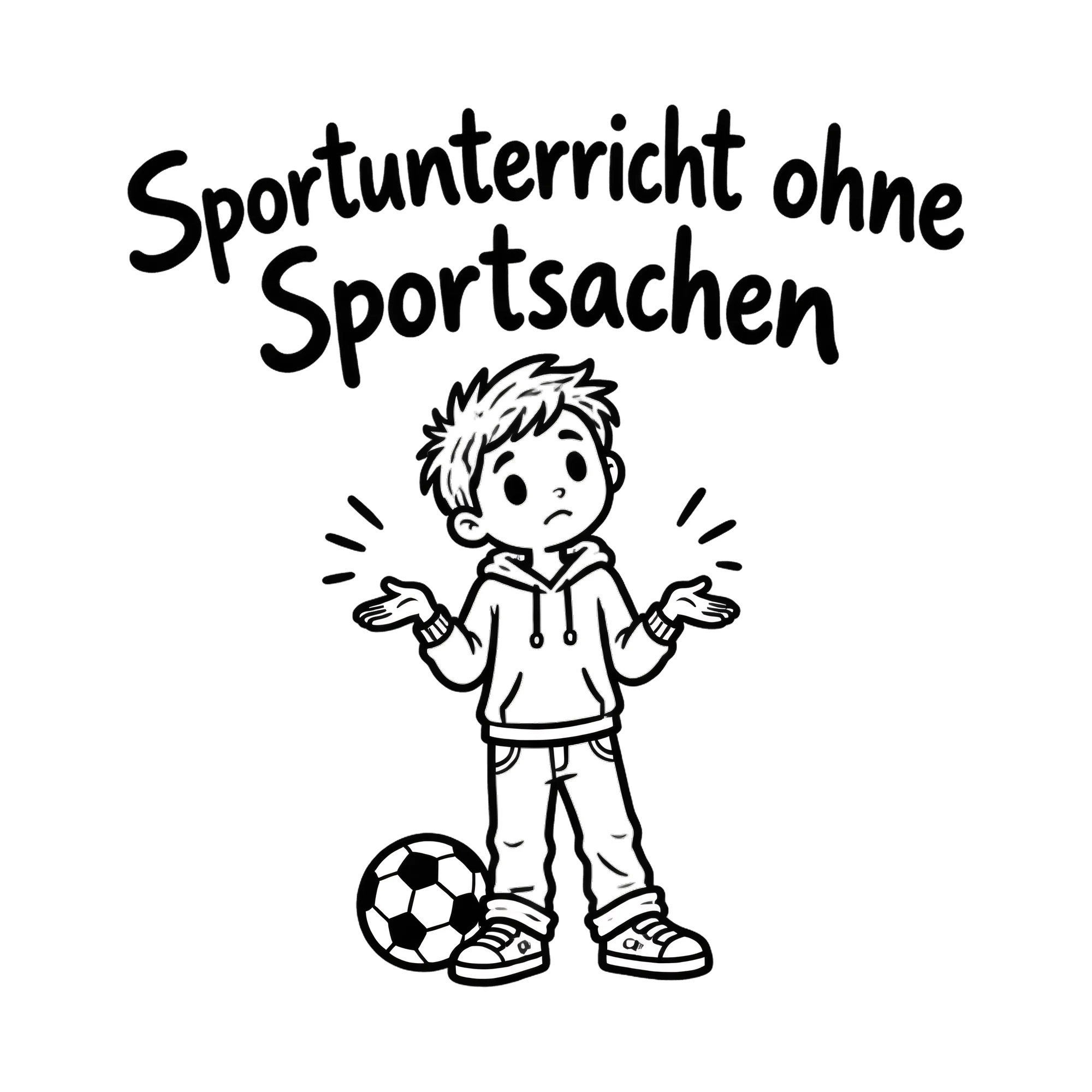 Bügelbild Sportunterricht ohne Sportsachen, Sport Shirt Spruch als Grafik auf weißem Hintergrund (BB020131)