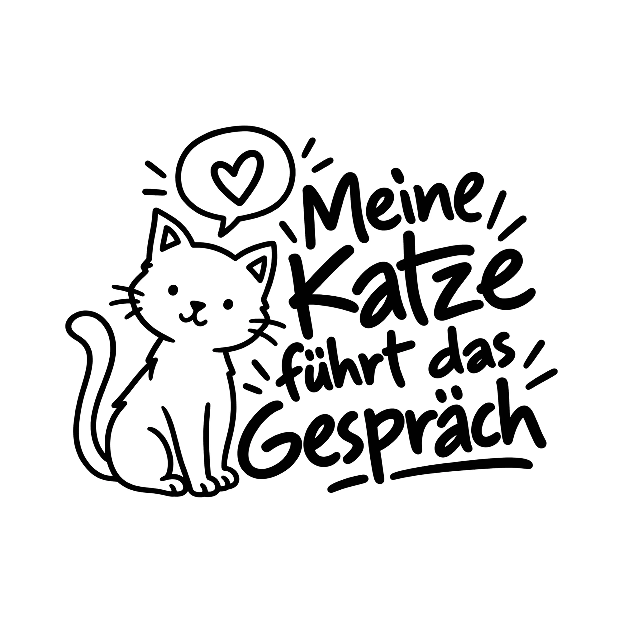 Bügelbild Meine Katze führt das Gespräch als Grafik auf weißem Hintergrund (BB012961)
