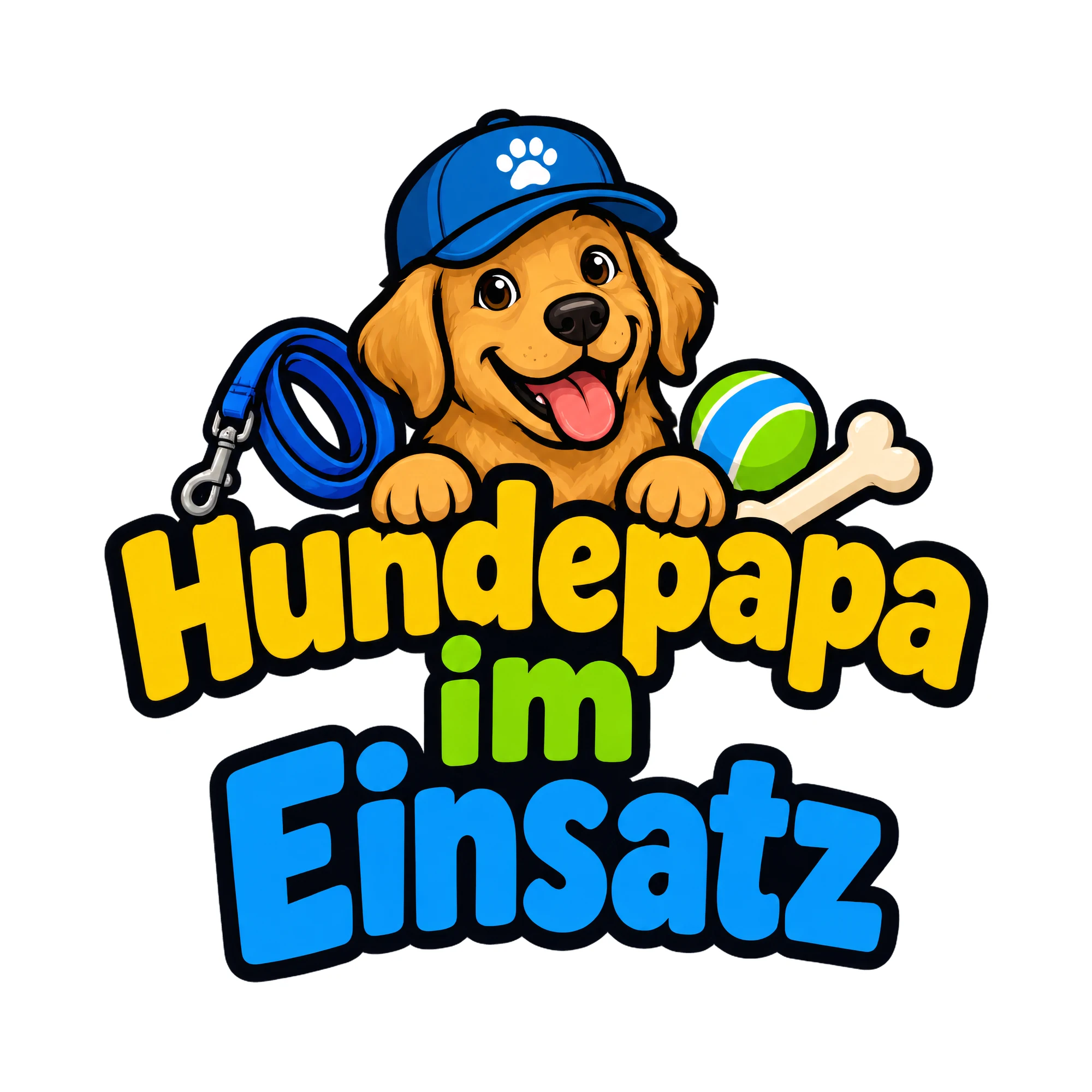 Bügelbild Hundepapa im Einsatz, Tiere Shirt Spruch als Grafik auf weißem Hintergrund (BB016555)