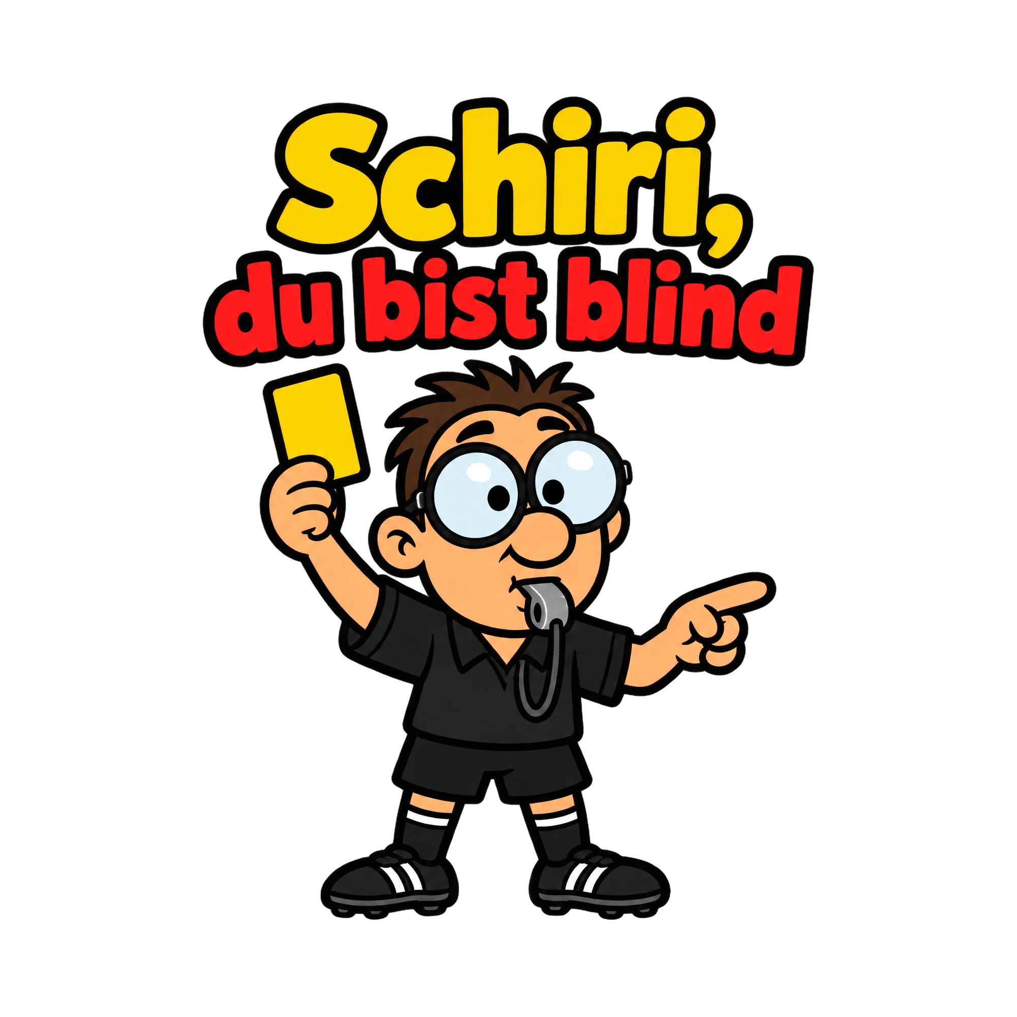 Bügelbild Schiri, du bist blind, Vereine Shirt Spruch als Grafik auf weißem Hintergrund (BB018672)