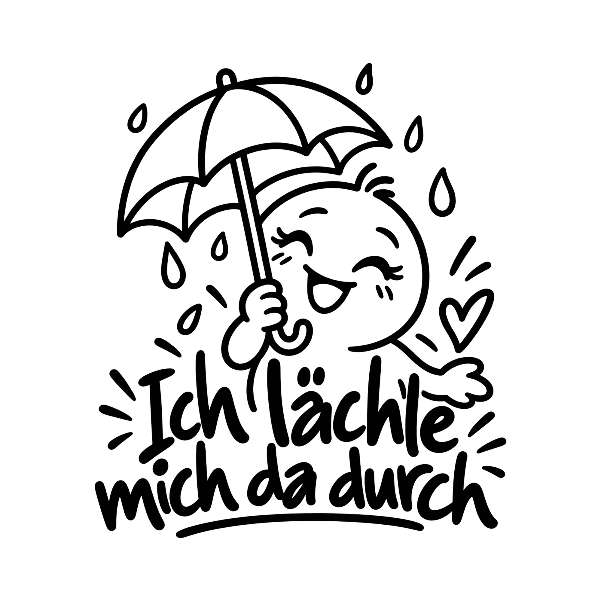 Bügelbild Ich lächle mich da durch als Grafik auf weißem Hintergrund (BB014189)