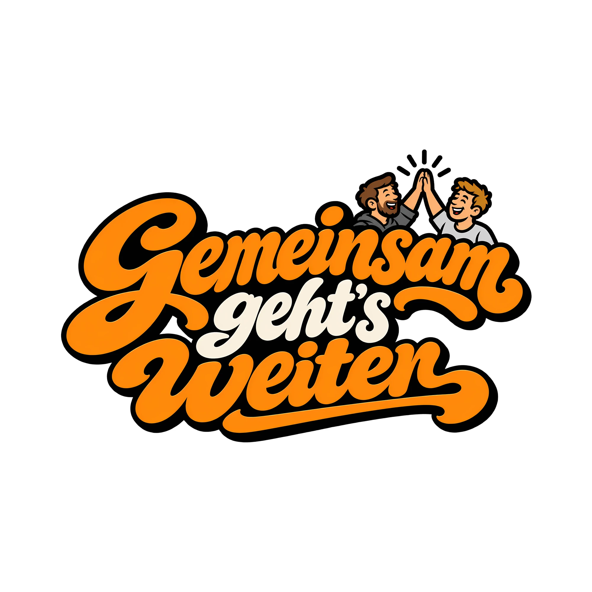 Bügelbild Gemeinsam geht’s weiter als Grafik auf weißem Hintergrund (BB012259)