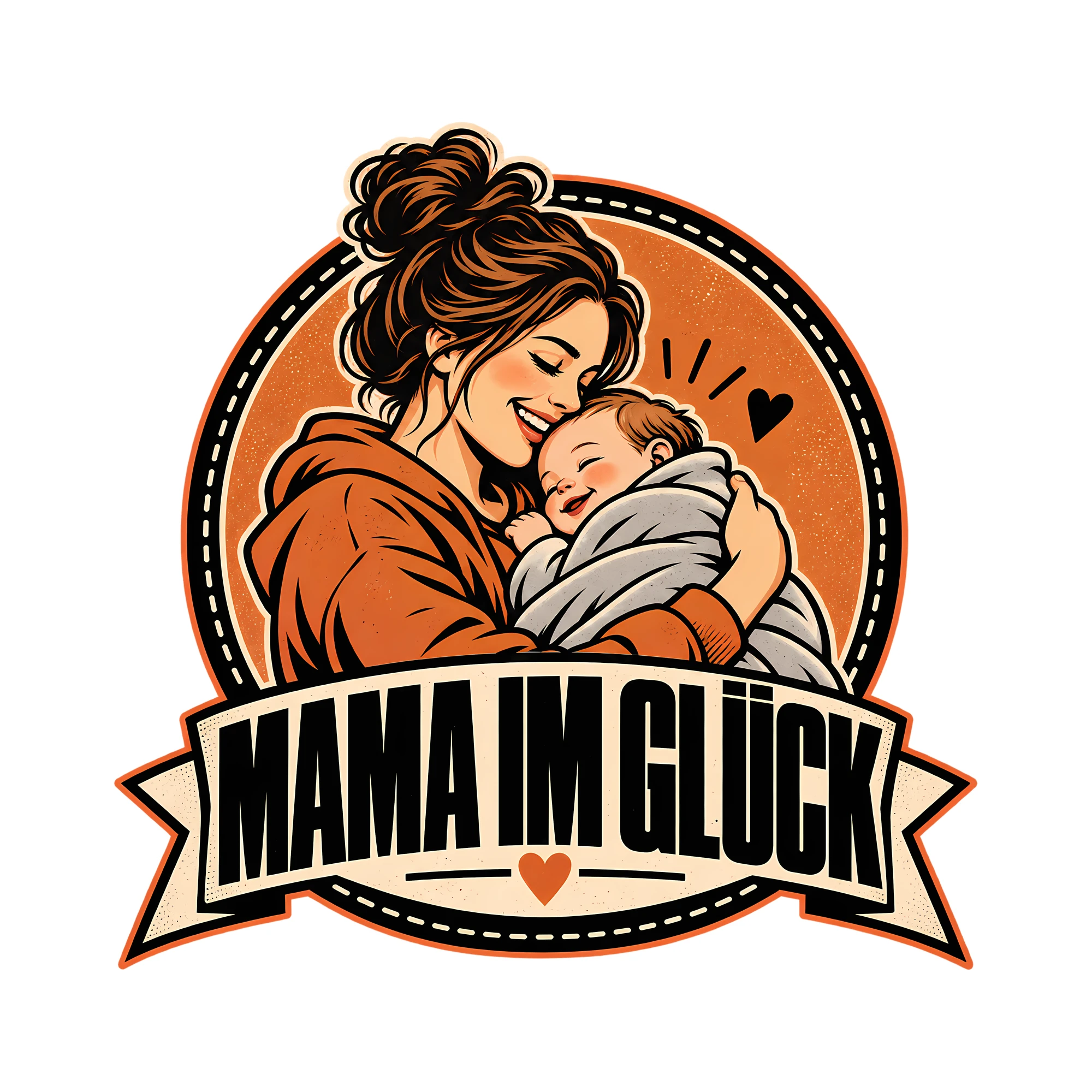 Bügelbild Mama im Glück als Grafik auf weißem Hintergrund (BB012364)