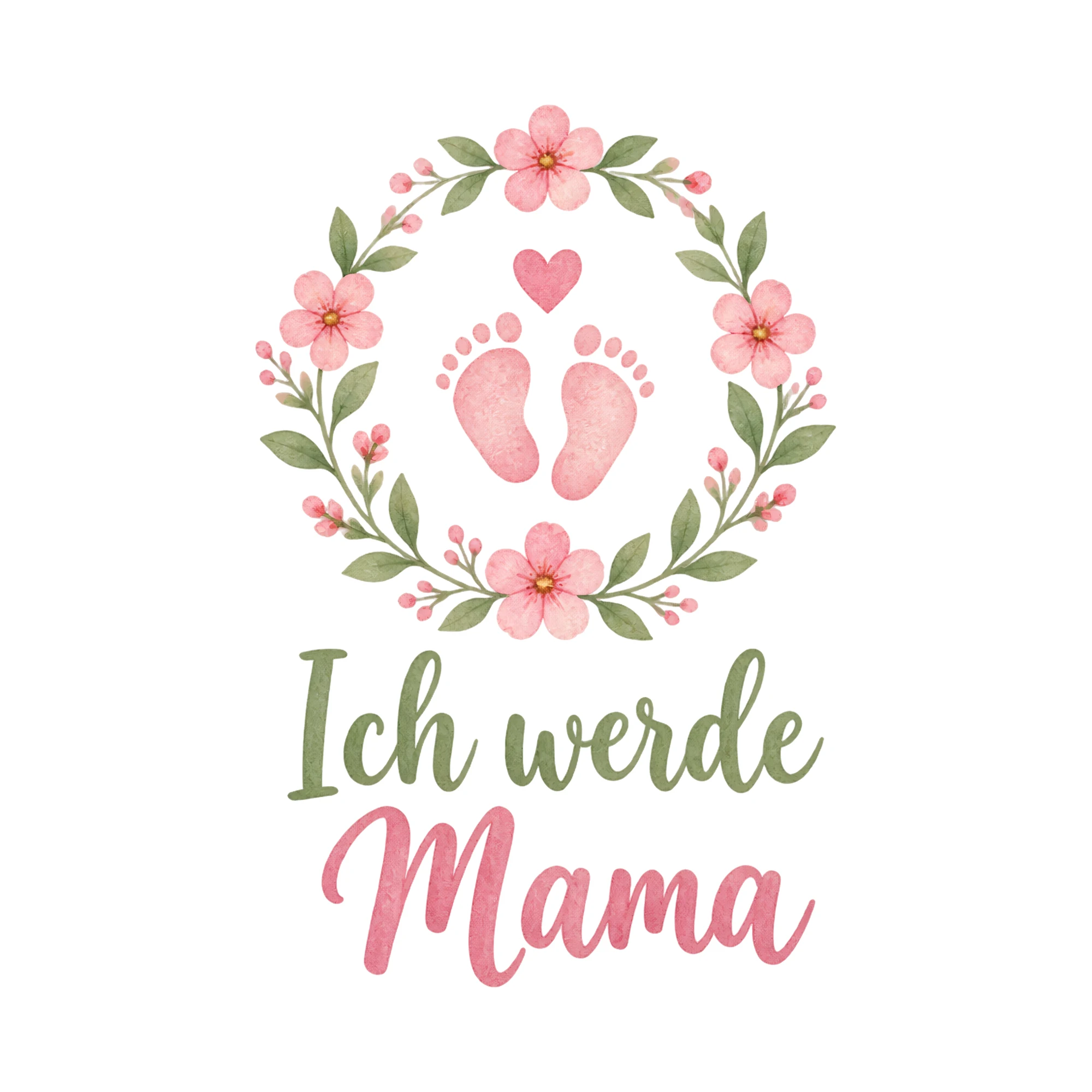 Bügelbild Ich werde Mama, Babybody bügeln Motiv als Grafik auf weißem Hintergrund (BB016712)