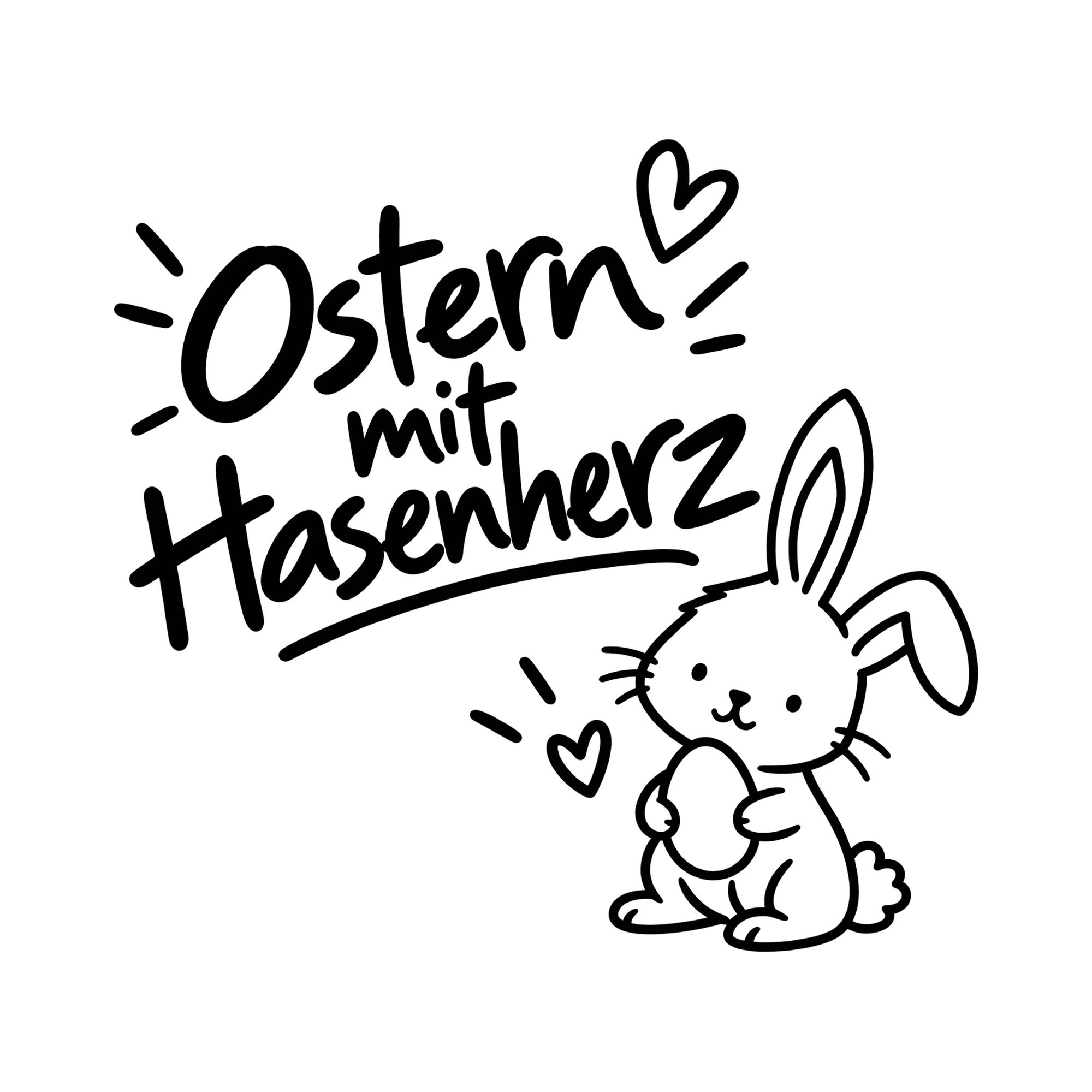 Bügelbild Ostern mit Hasenherz als Grafik auf weißem Hintergrund (BB013347)