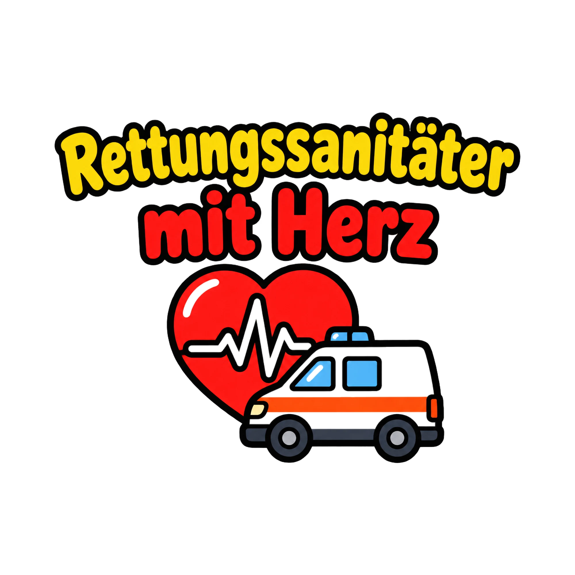 Bügelbild Rettungssanitäter mit Herz als Grafik auf weißem Hintergrund (BB018632)