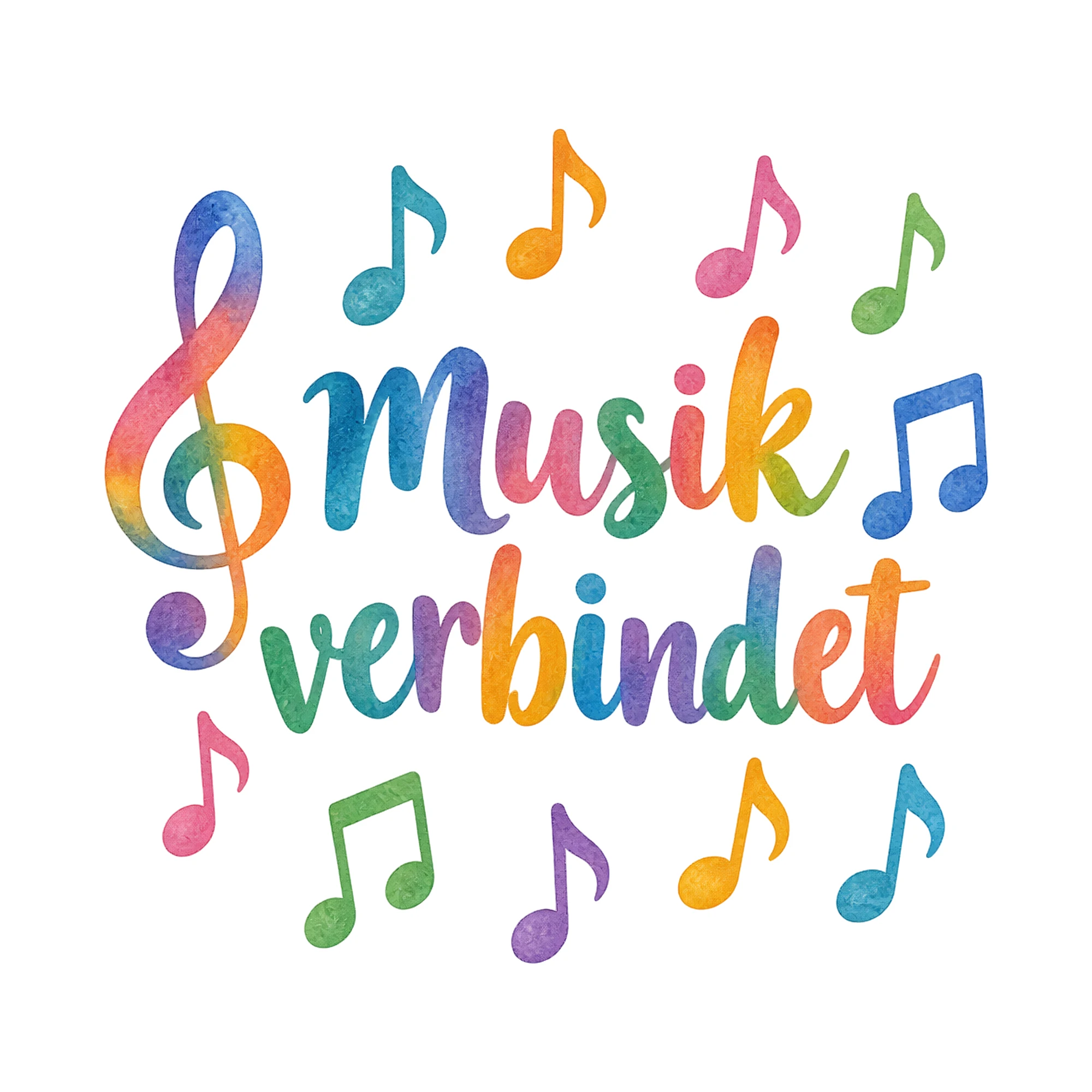 Bügelbild Musik verbindet als Grafik auf weißem Hintergrund (BB018533)