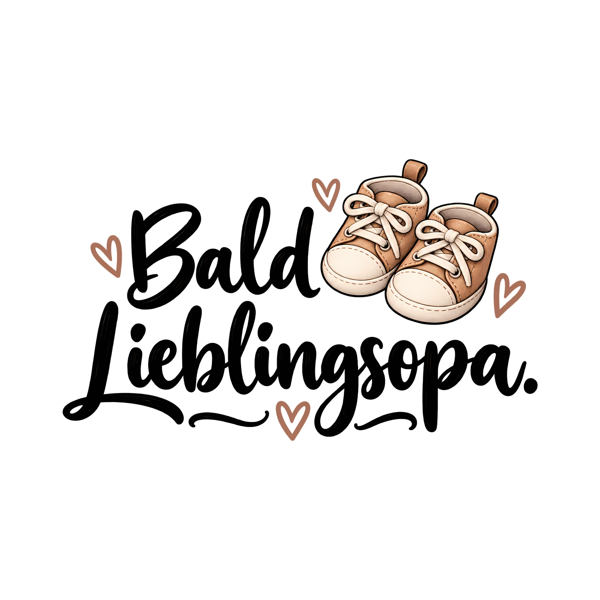 Bügelbild Bald Lieblingsopa als Grafik auf weißem Hintergrund (BB011782)