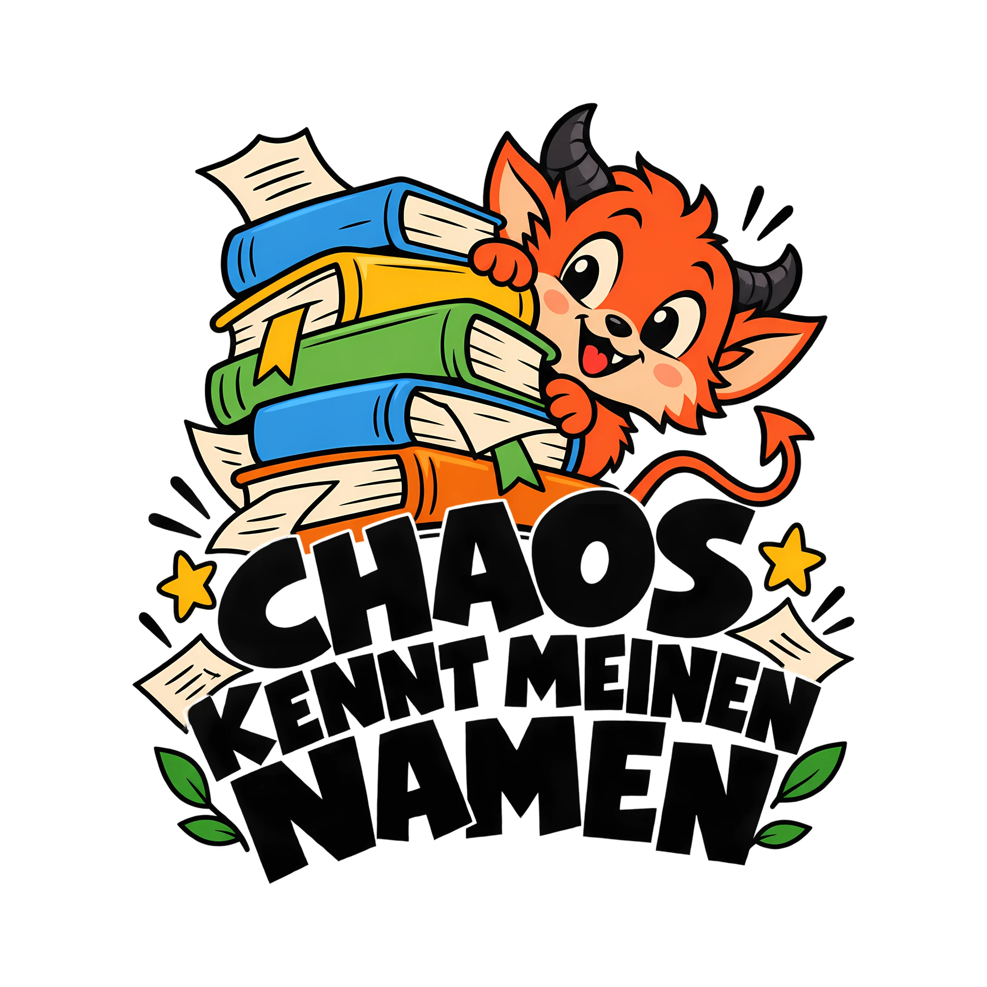 Bügelbild CHAOS KENNT MEINEN NAMEN als Grafik auf weißem Hintergrund (BB014252)