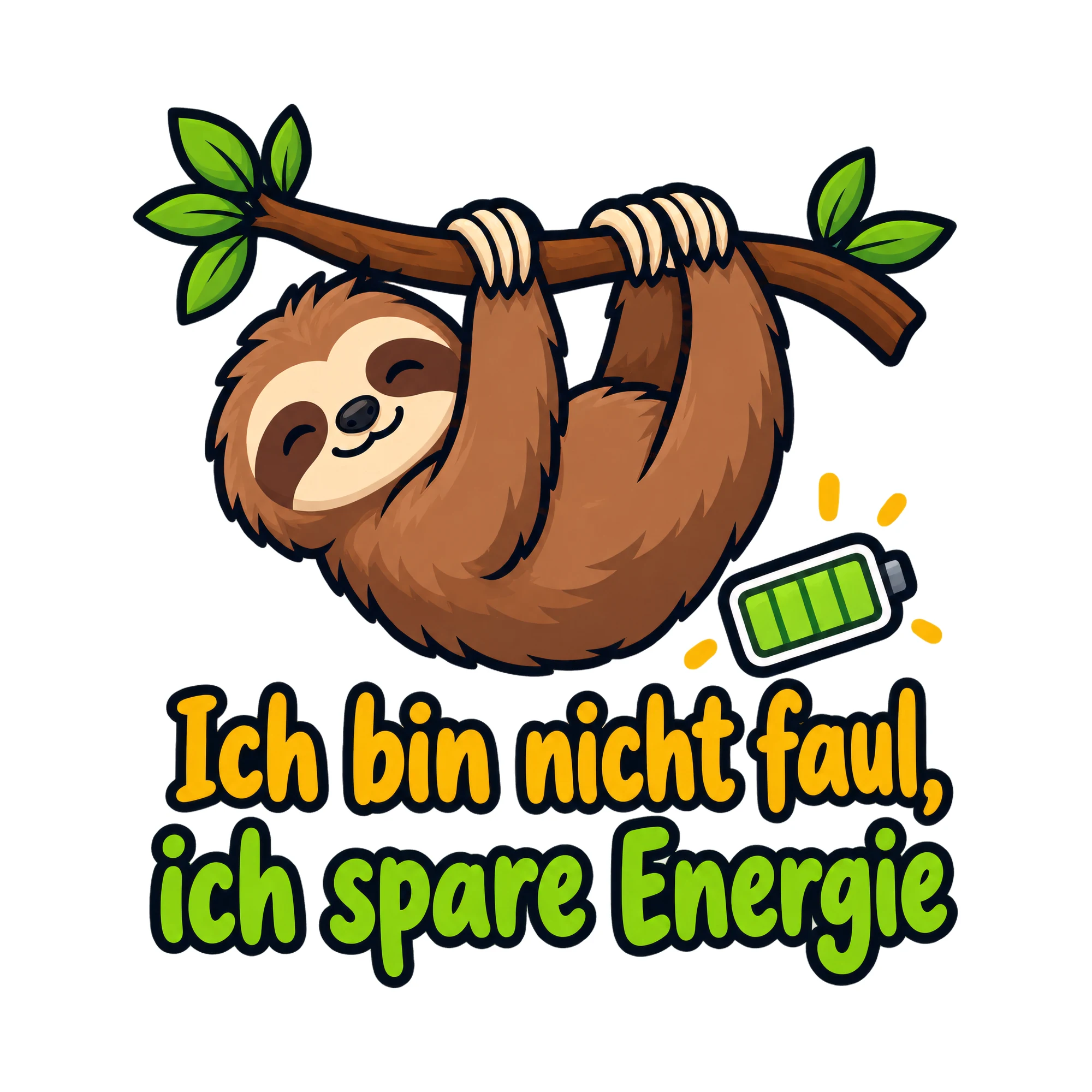 Bügelbild Ich bin nicht faul, ich spare Energie, Beruf Shirt Spruch als Grafik auf weißem Hintergrund (BB016616)