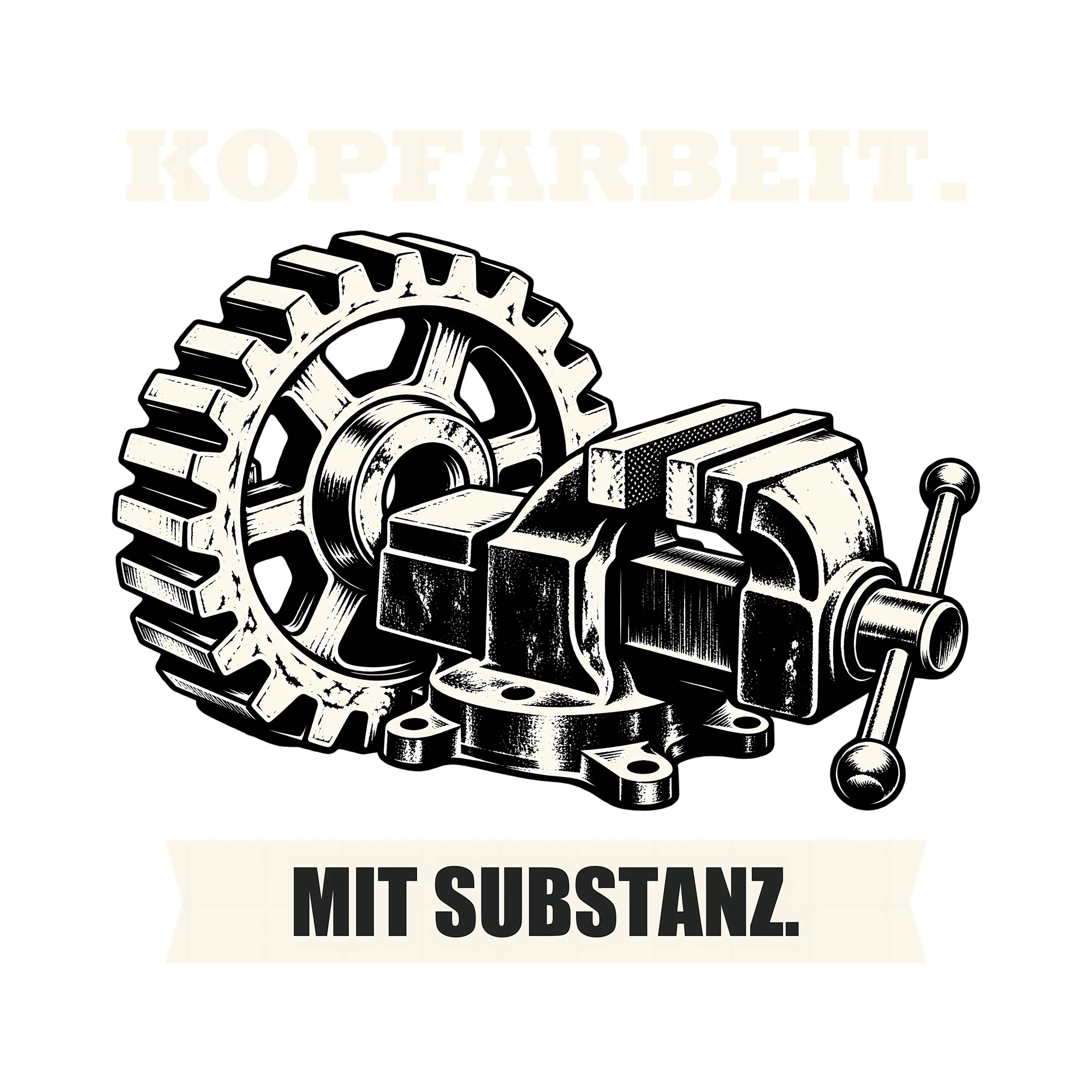 Bügelbild KOPFARBEIT. MIT SUBSTANZ. als Grafik auf weißem Hintergrund (BB011515)