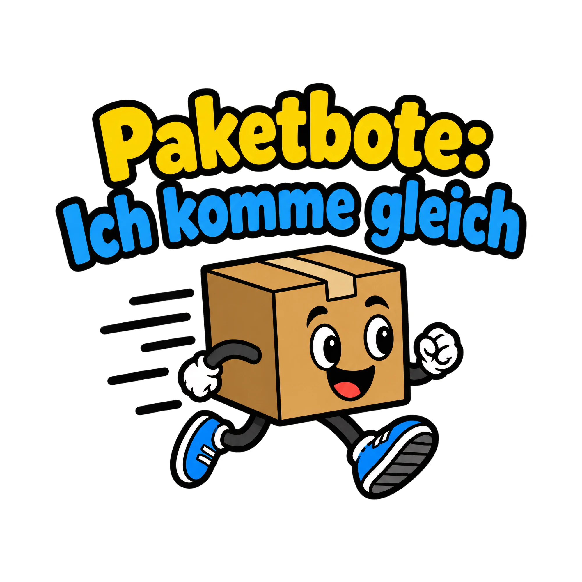 Bügelbild Paketbote: Ich komme gleich als Grafik auf weißem Hintergrund (BB018650)