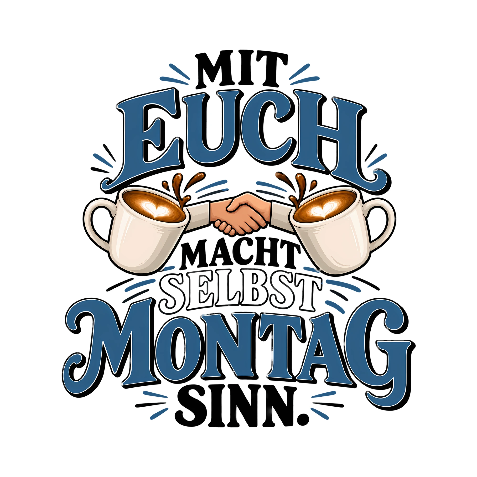 Bügelbild MIT EUCH MACHT SELBST MONTAG SINN. als Grafik auf weißem Hintergrund (BB011551)