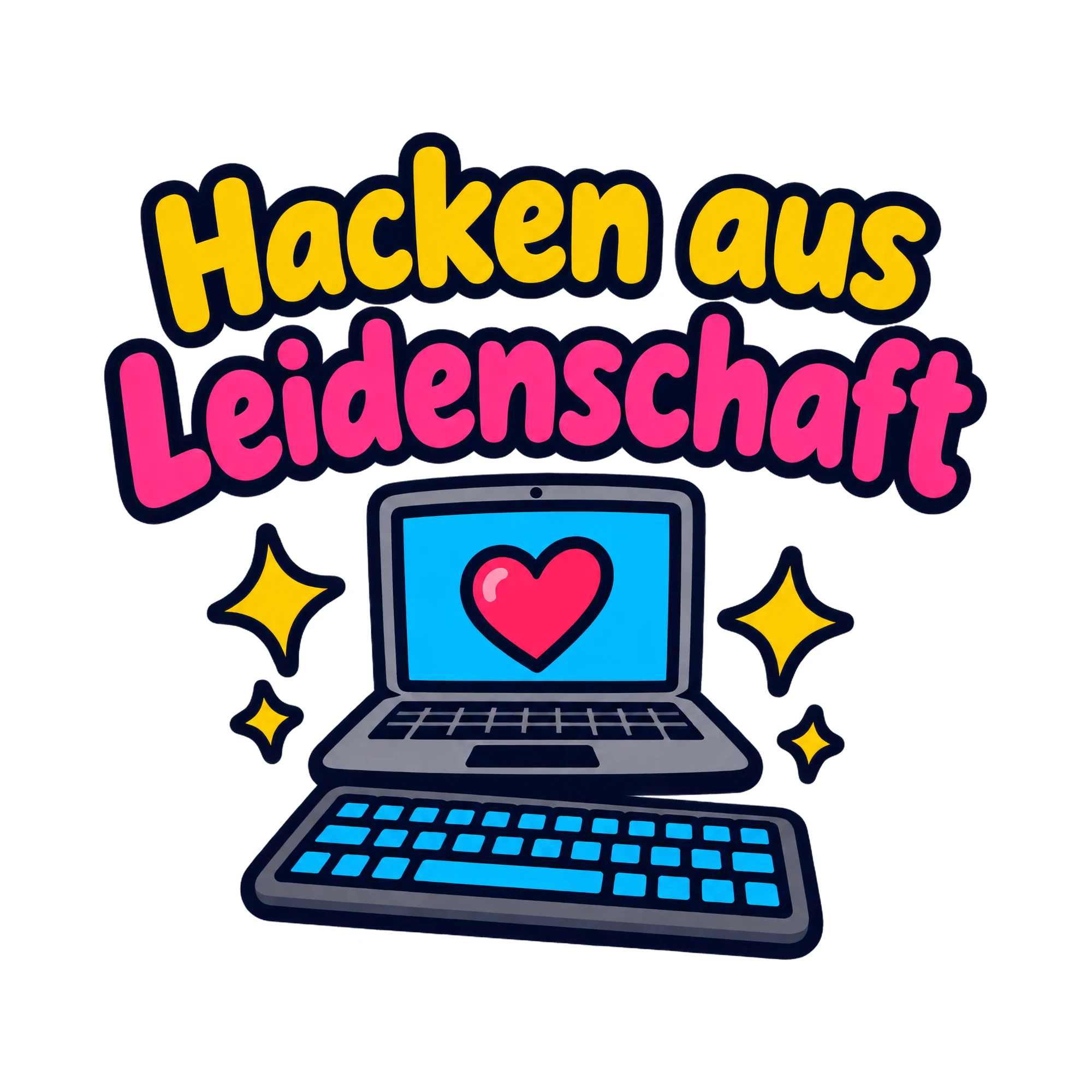 Bügelbild Hacken aus Leidenschaft als Grafik auf weißem Hintergrund (BB020375)