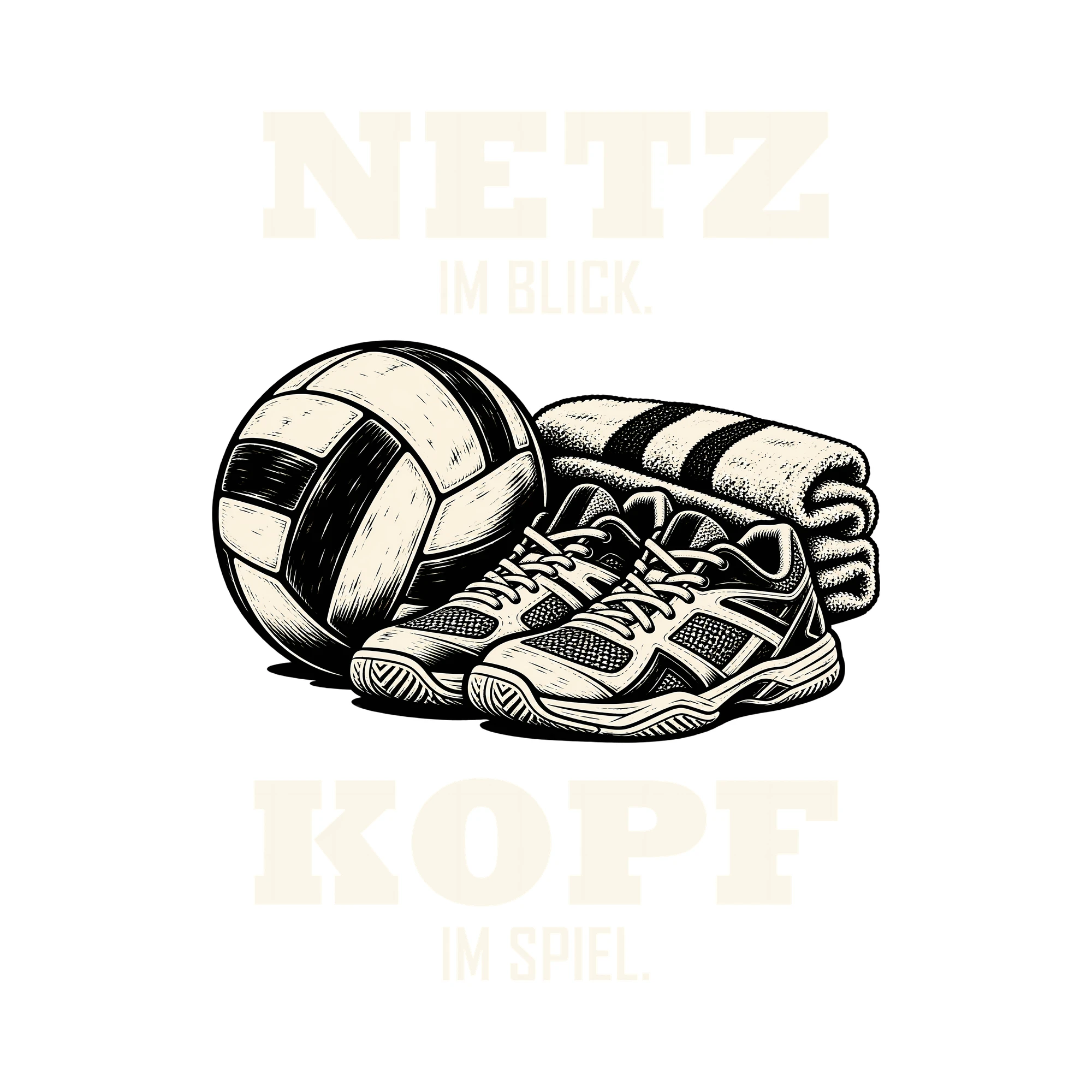 Bügelbild NETZ IM BLICK. KOPF IM SPIEL. als Grafik auf weißem Hintergrund (BB013717)