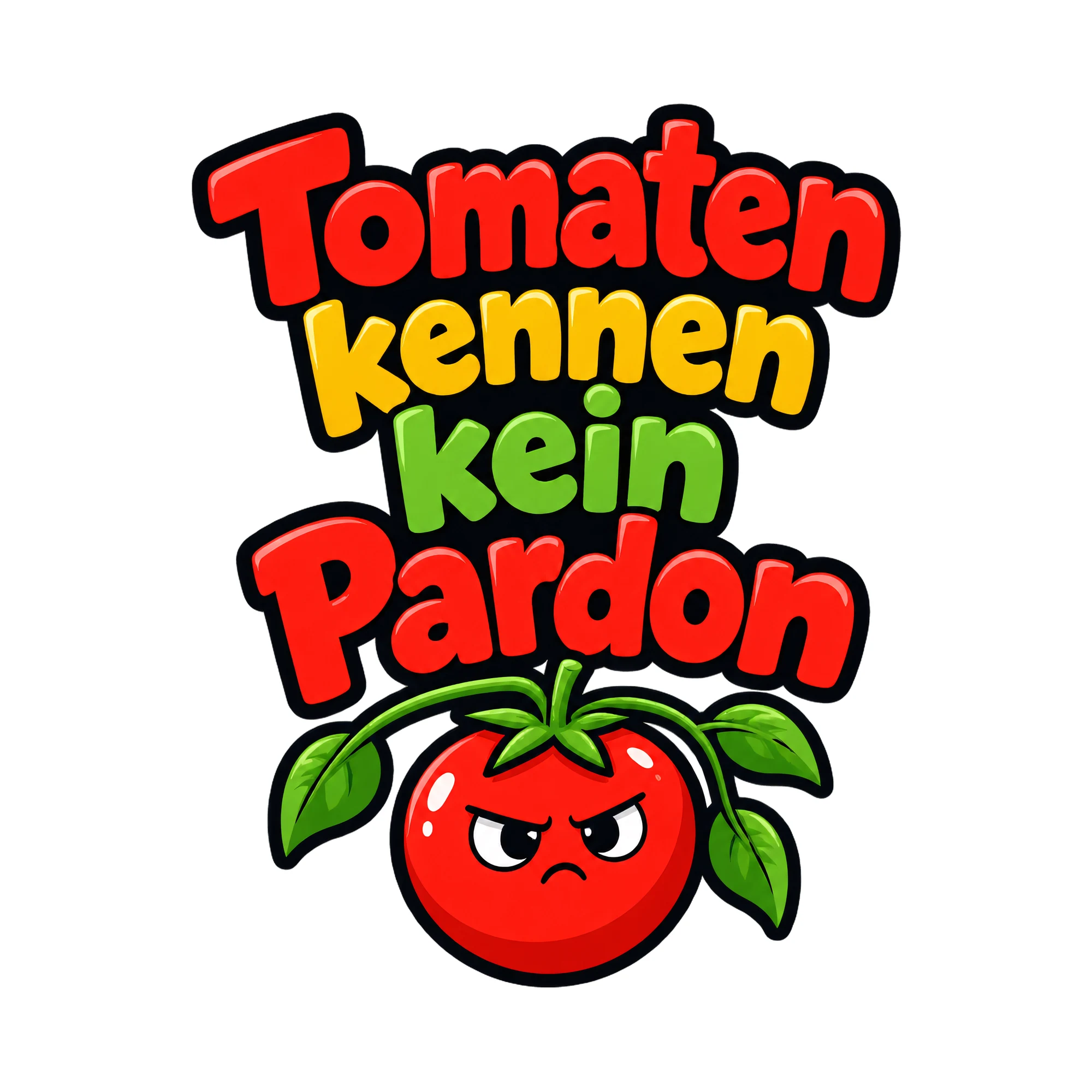 Bügelbild Tomaten kennen kein pardon als Grafik auf weißem Hintergrund (BB016451)