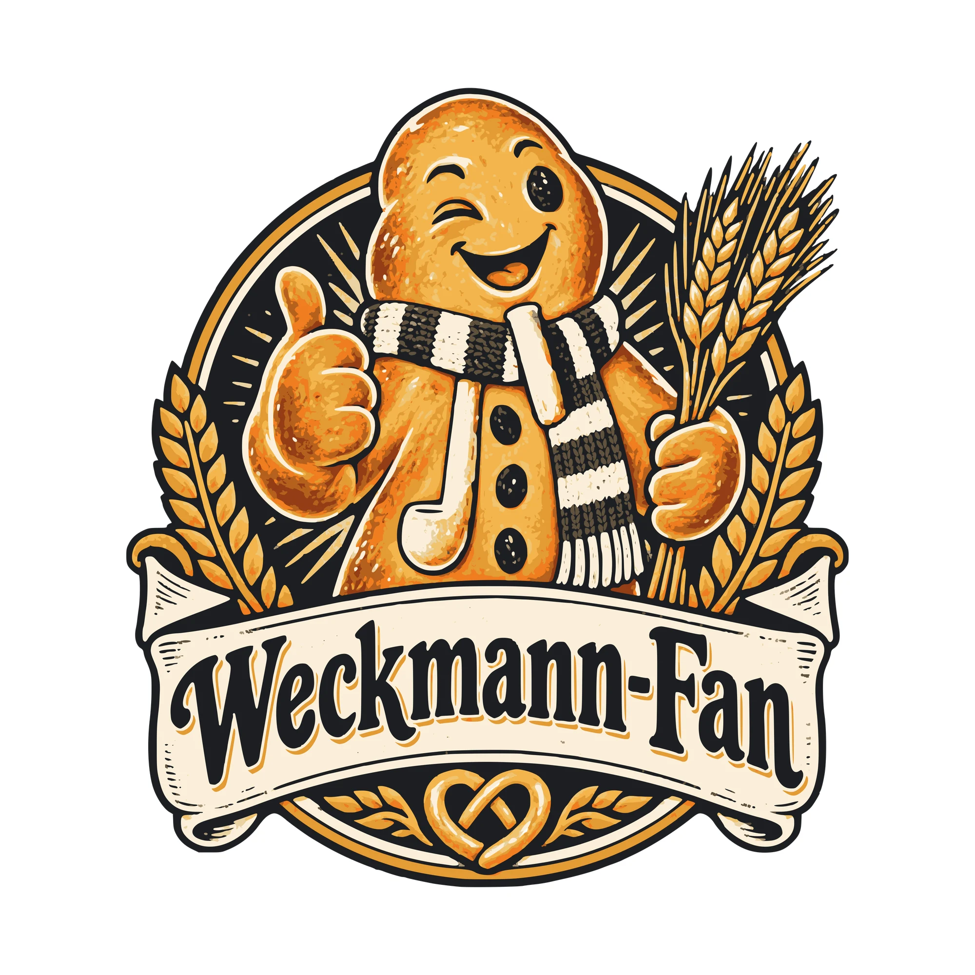 Bügelbild Weckmann-Fan als Grafik auf weißem Hintergrund (BB011209)