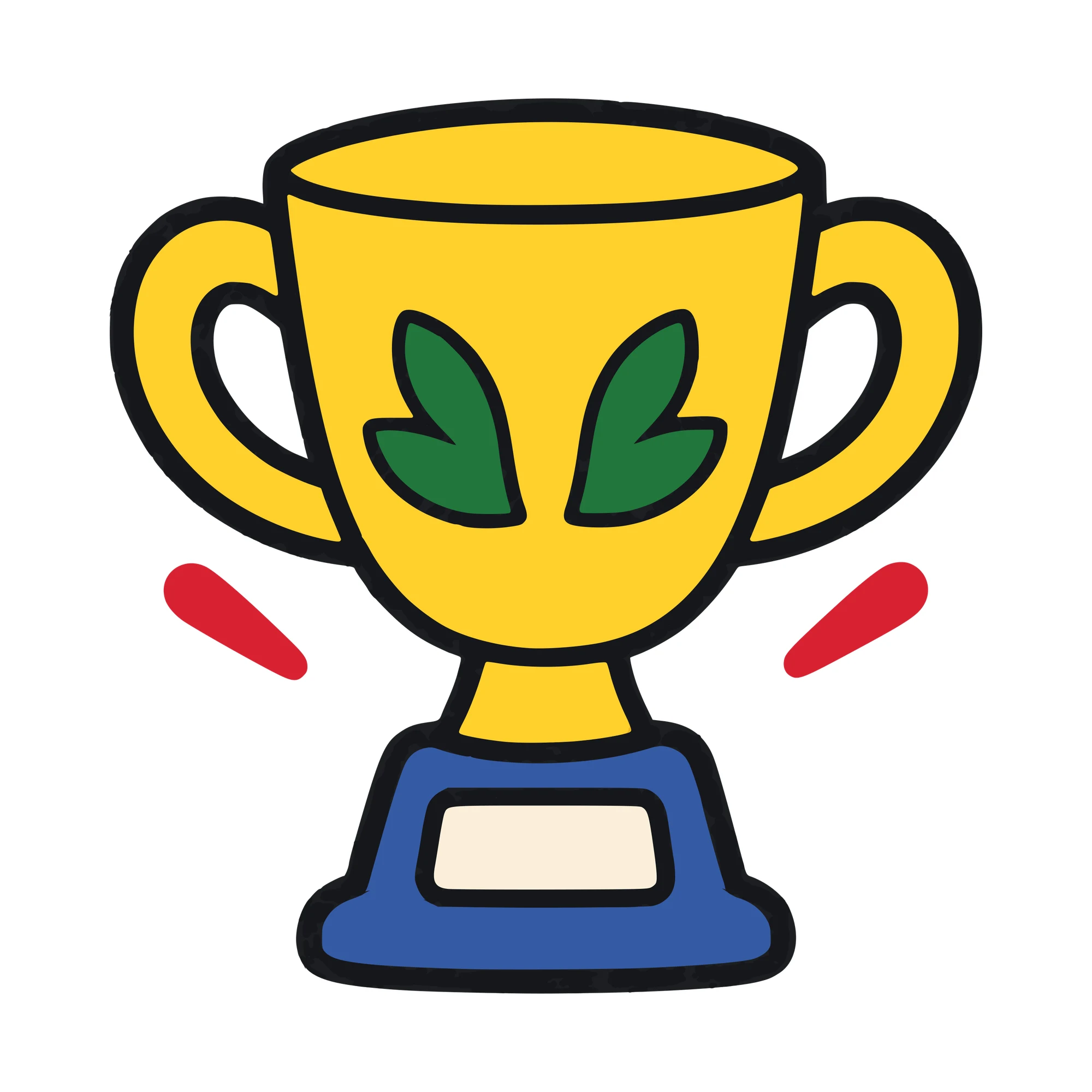 Bügelbild Pokal im Comic-Stil als Grafik auf weißem Hintergrund (BB011010)
