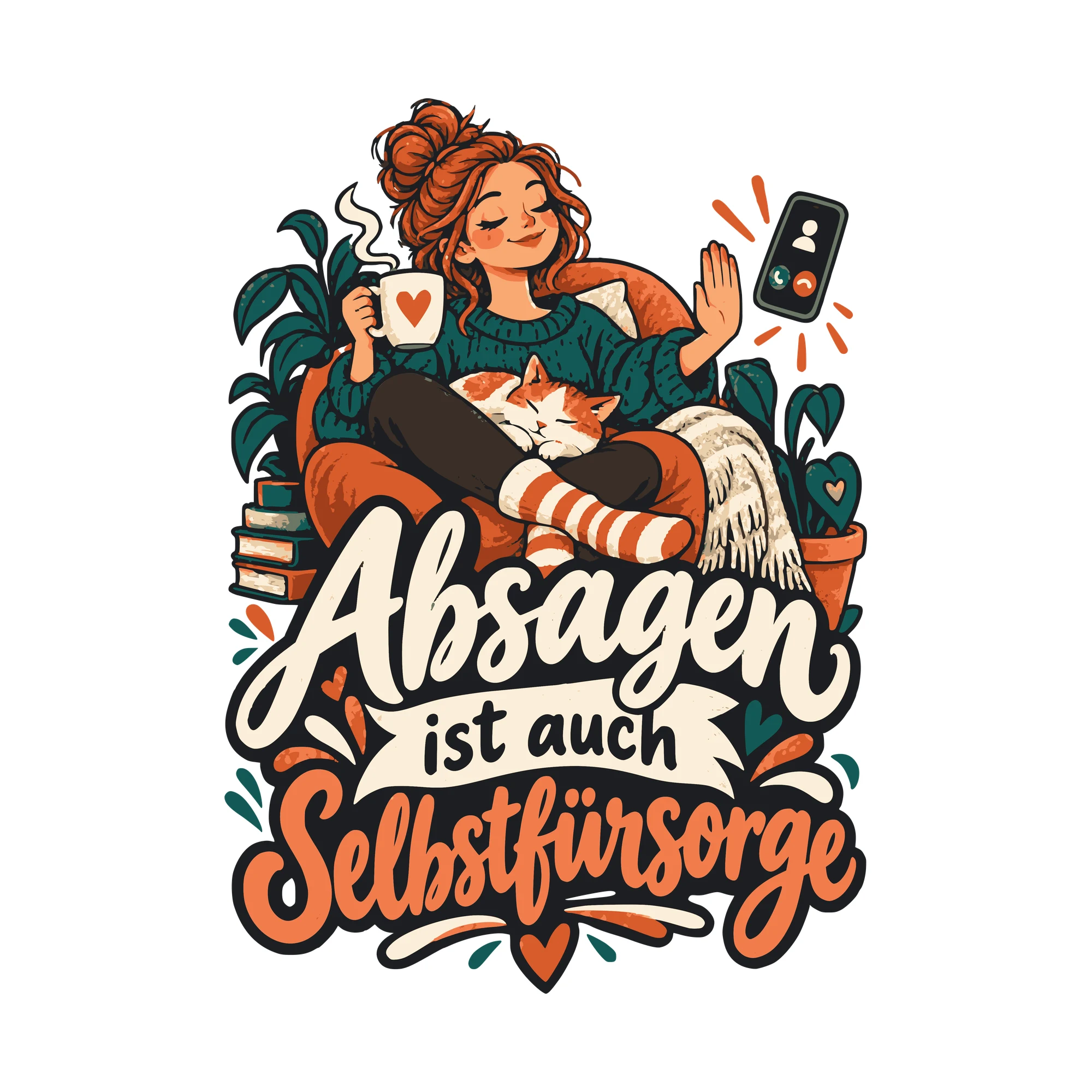 Bügelbild Absagen ist auch Selbstfürsorge als Grafik auf weißem Hintergrund (BB011287)