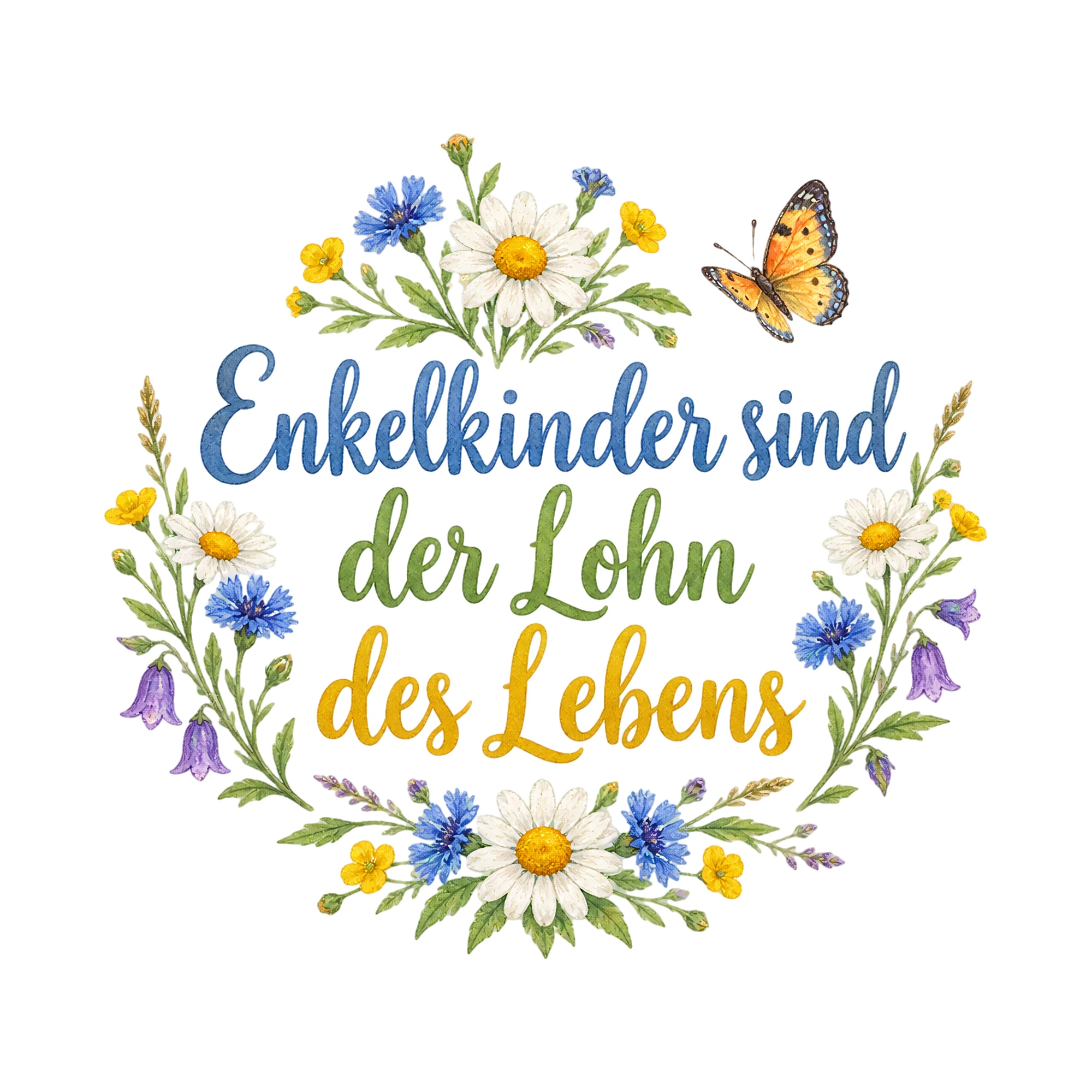 Bügelbild Enkelkinder sind der Lohn des Lebens als Grafik auf weißem Hintergrund (BB019255)