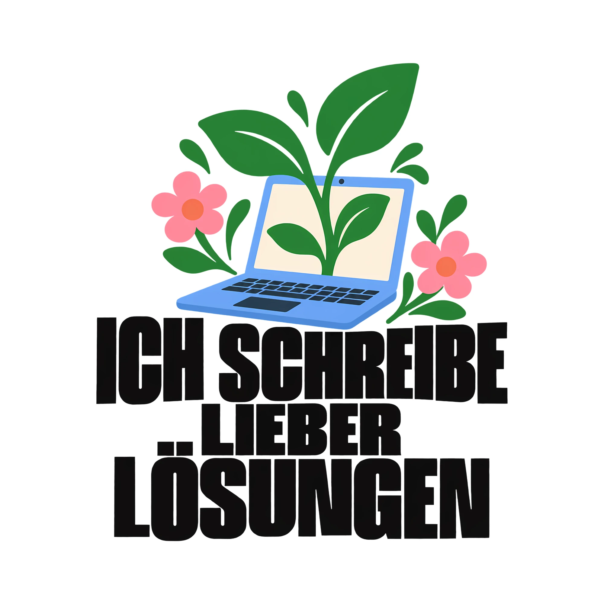 Bügelbild ICH SCHREIBE LIEBER LÖSUNGEN als Grafik auf weißem Hintergrund (BB013478)