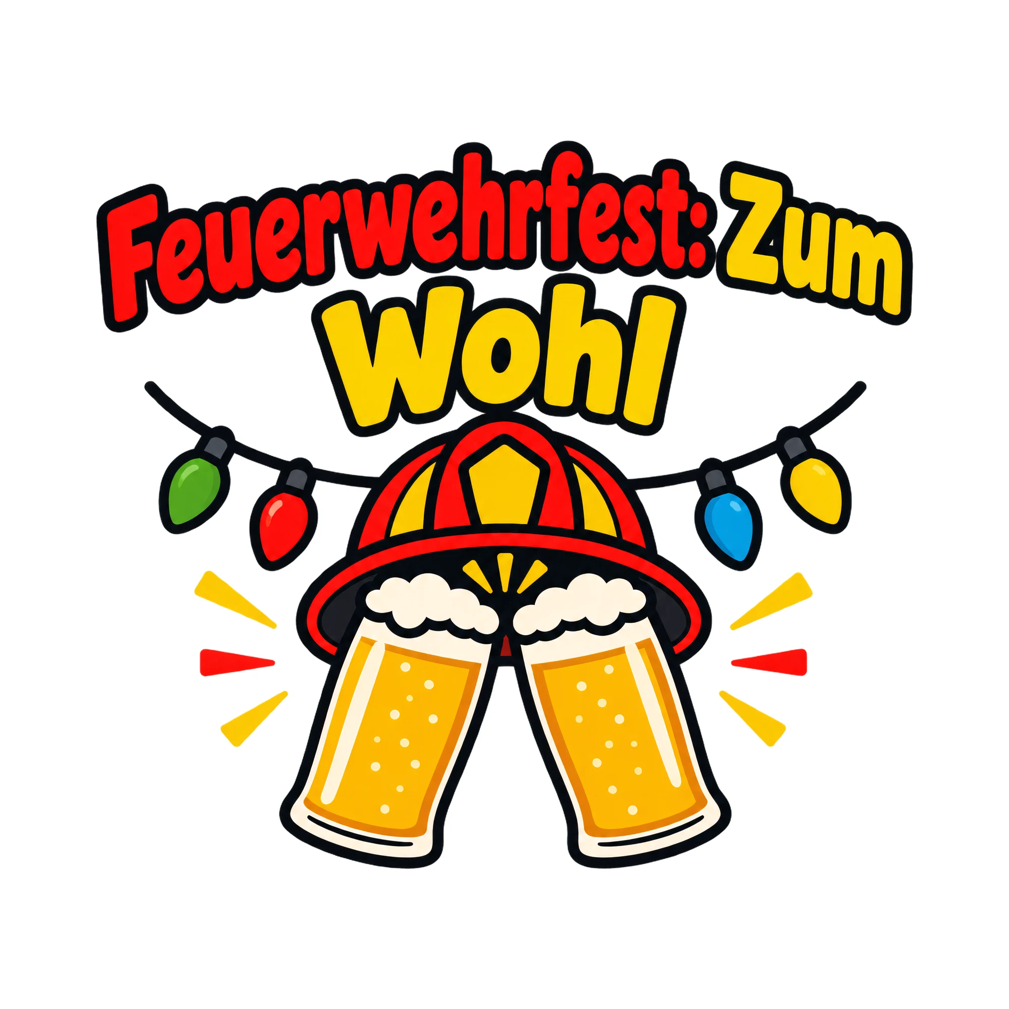 Bügelbild Feuerwehrfest: Zum Wohl als Grafik auf weißem Hintergrund (BB020440)