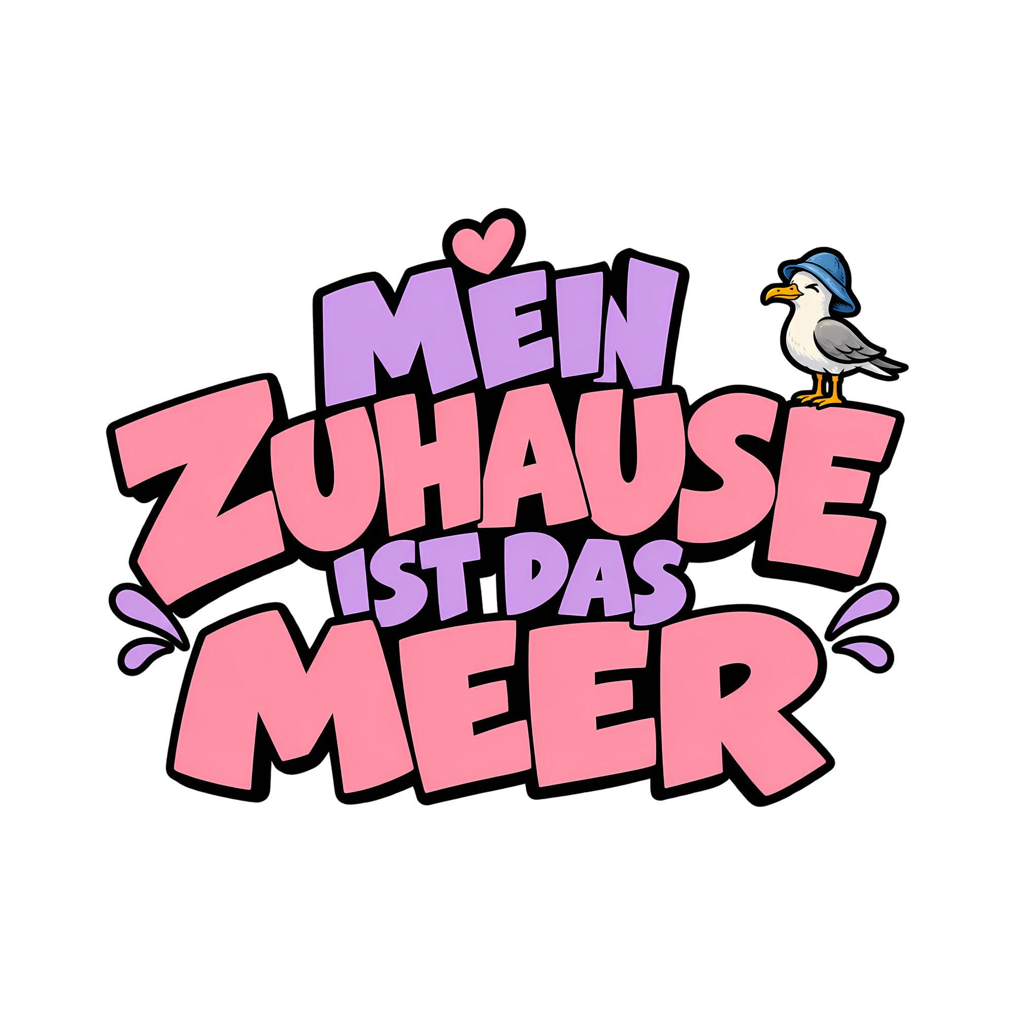 Bügelbild Mein Zuhause ist das Meer als Grafik auf weißem Hintergrund (BB013225)