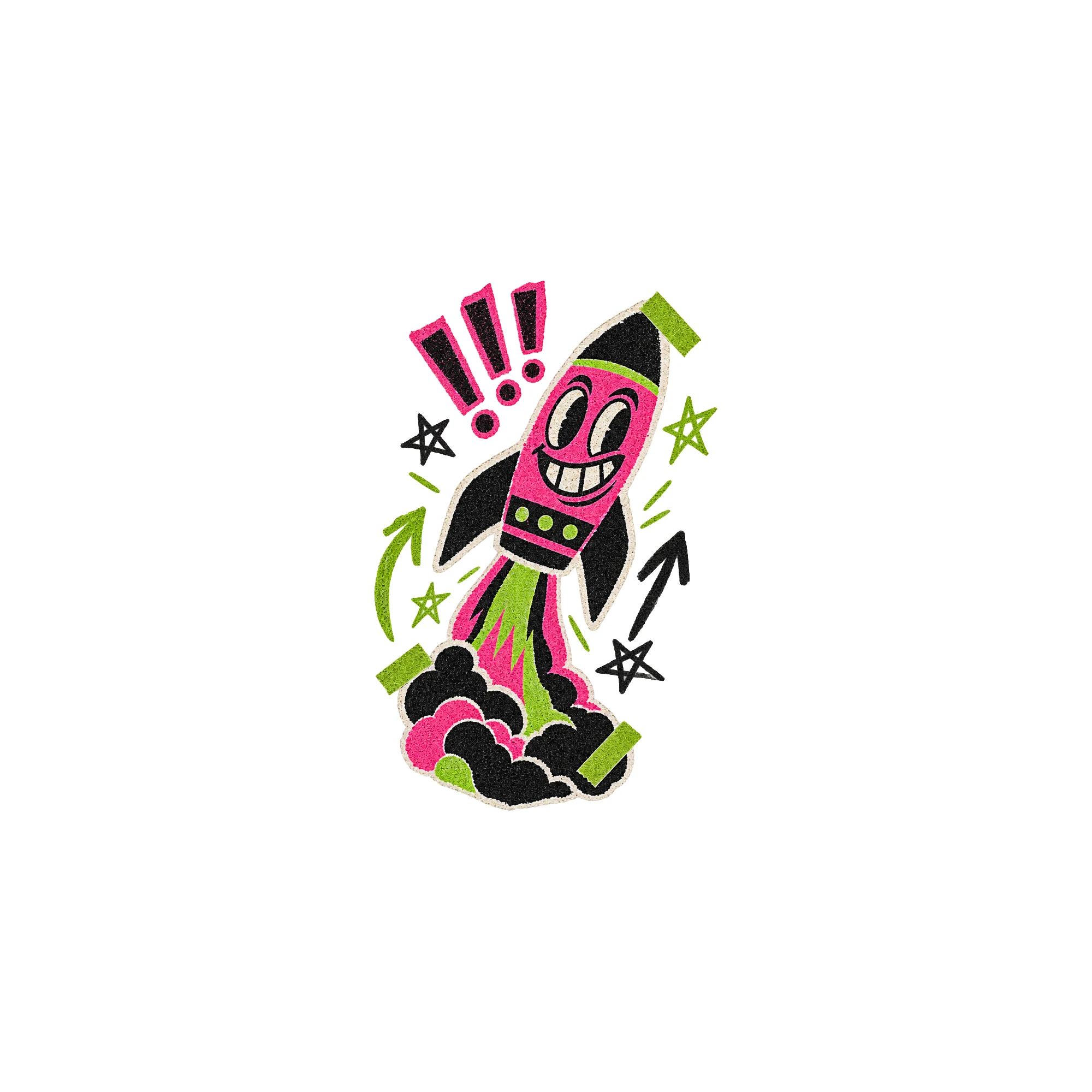 Bügelbild freundschaft rakete zine als Grafik auf weißem Hintergrund (BB011400)