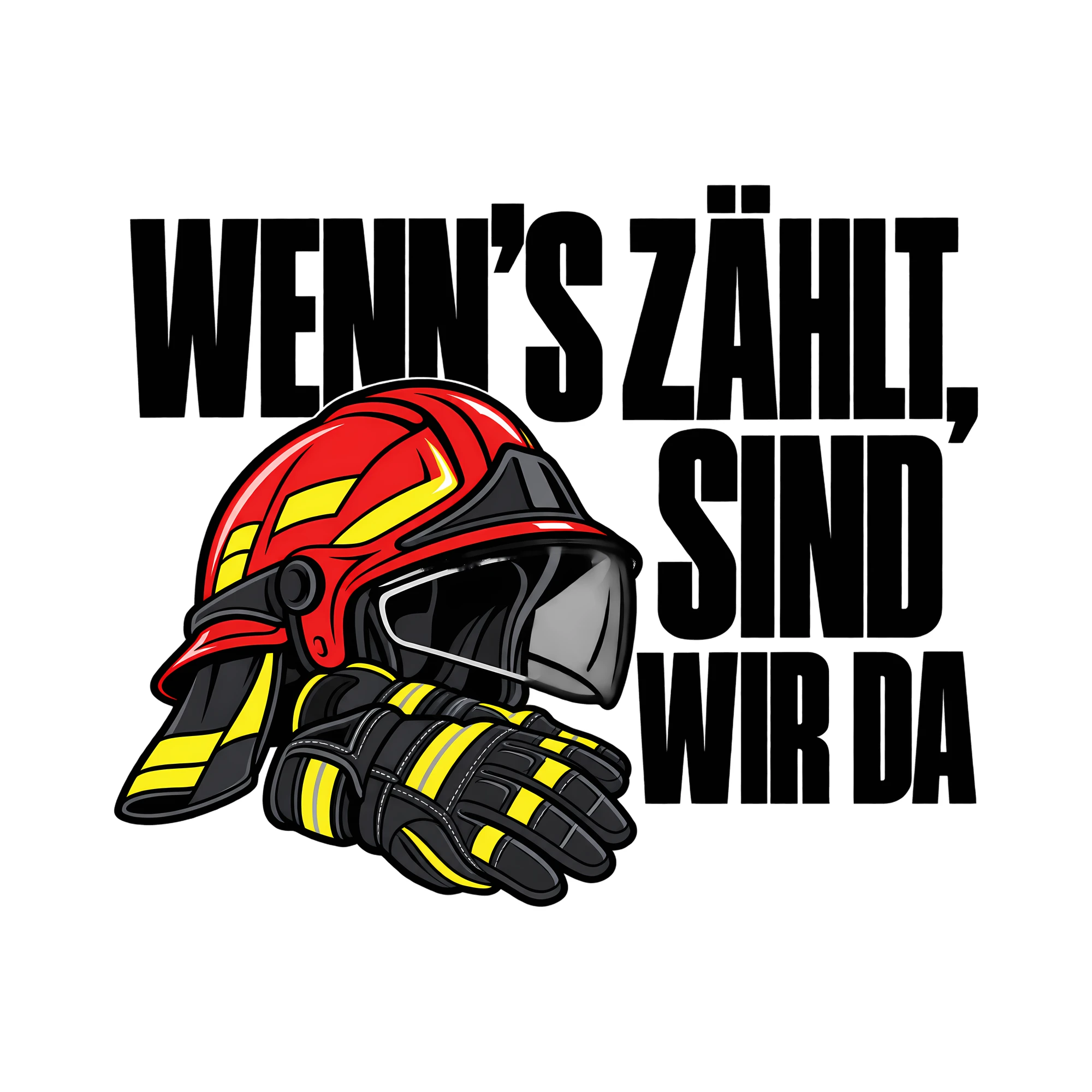 Bügelbild Wenn’s zählt, sind wir da als Grafik auf weißem Hintergrund (BB011642)
