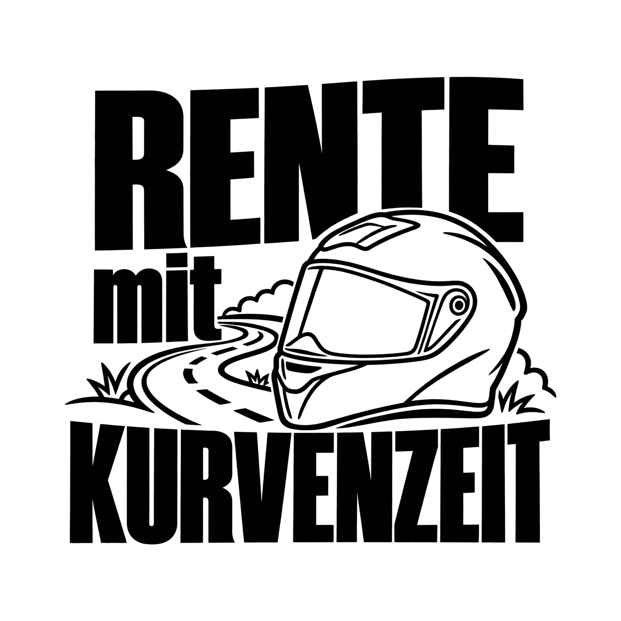 Bügelbild Rente mit Kurvenzeit als Grafik auf weißem Hintergrund (BB011744)