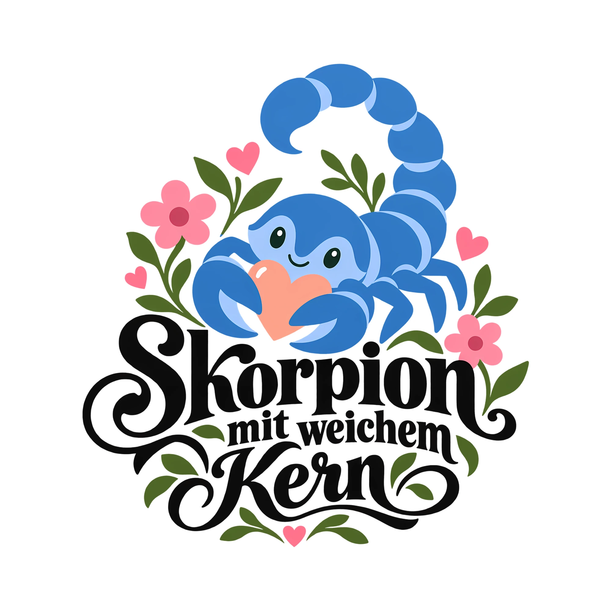 Bügelbild Skorpion mit weichem Kern als Grafik auf weißem Hintergrund (BB014245)
