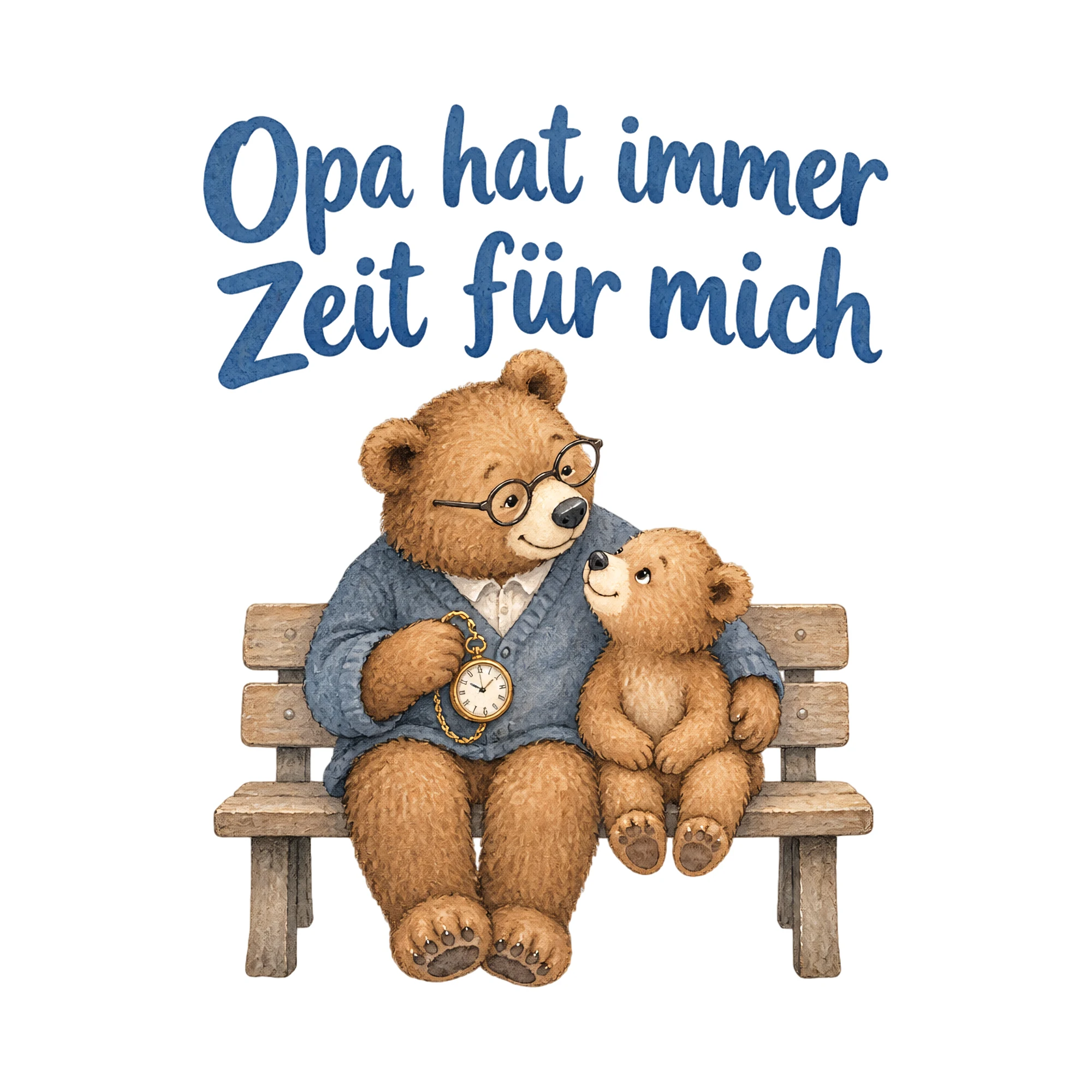 Bügelbild Opa hat immer Zeit für mich als Grafik auf weißem Hintergrund (BB019248)