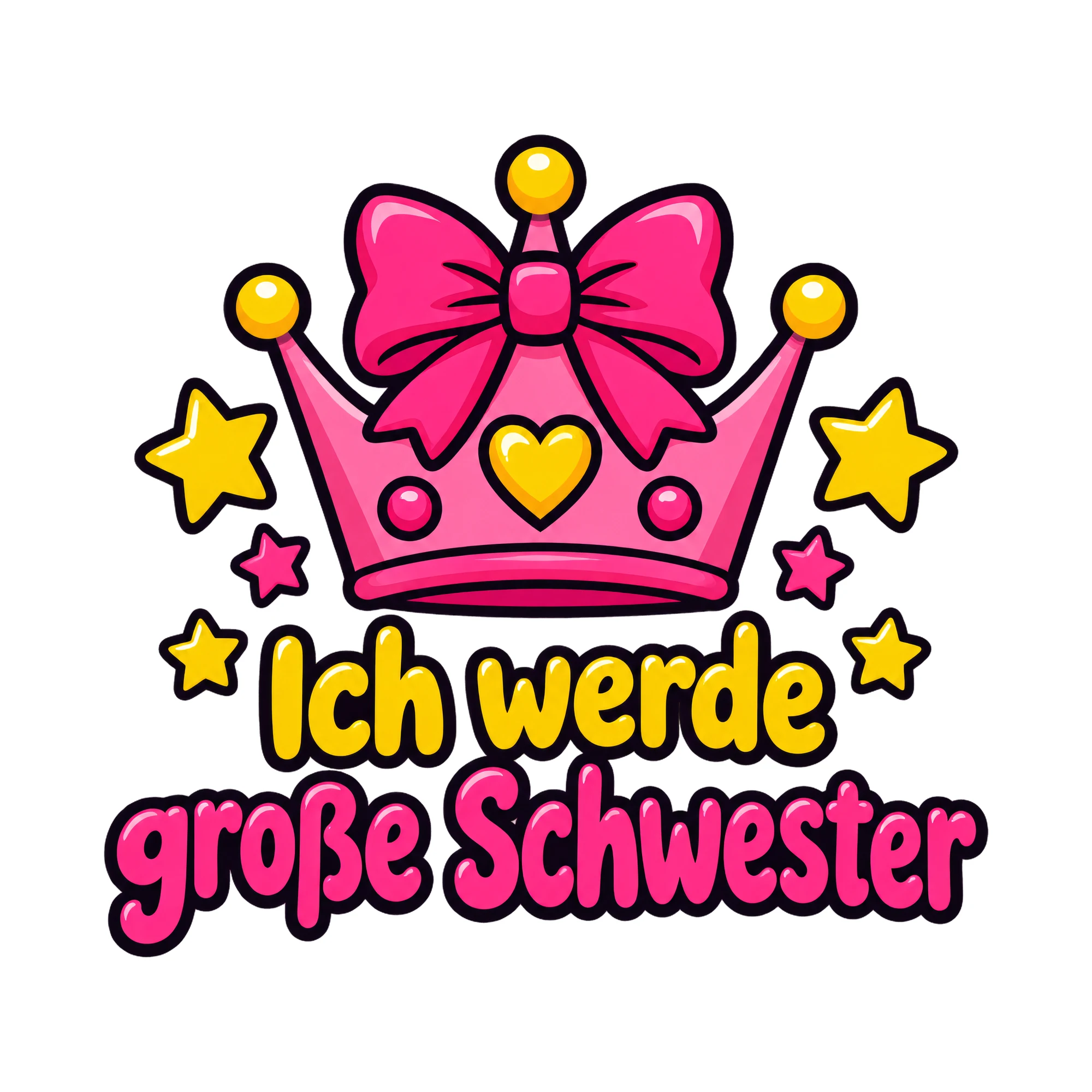 Bügelbild Ich werde große Schwester, Babybody bügeln Motiv als Grafik auf weißem Hintergrund (BB016713)