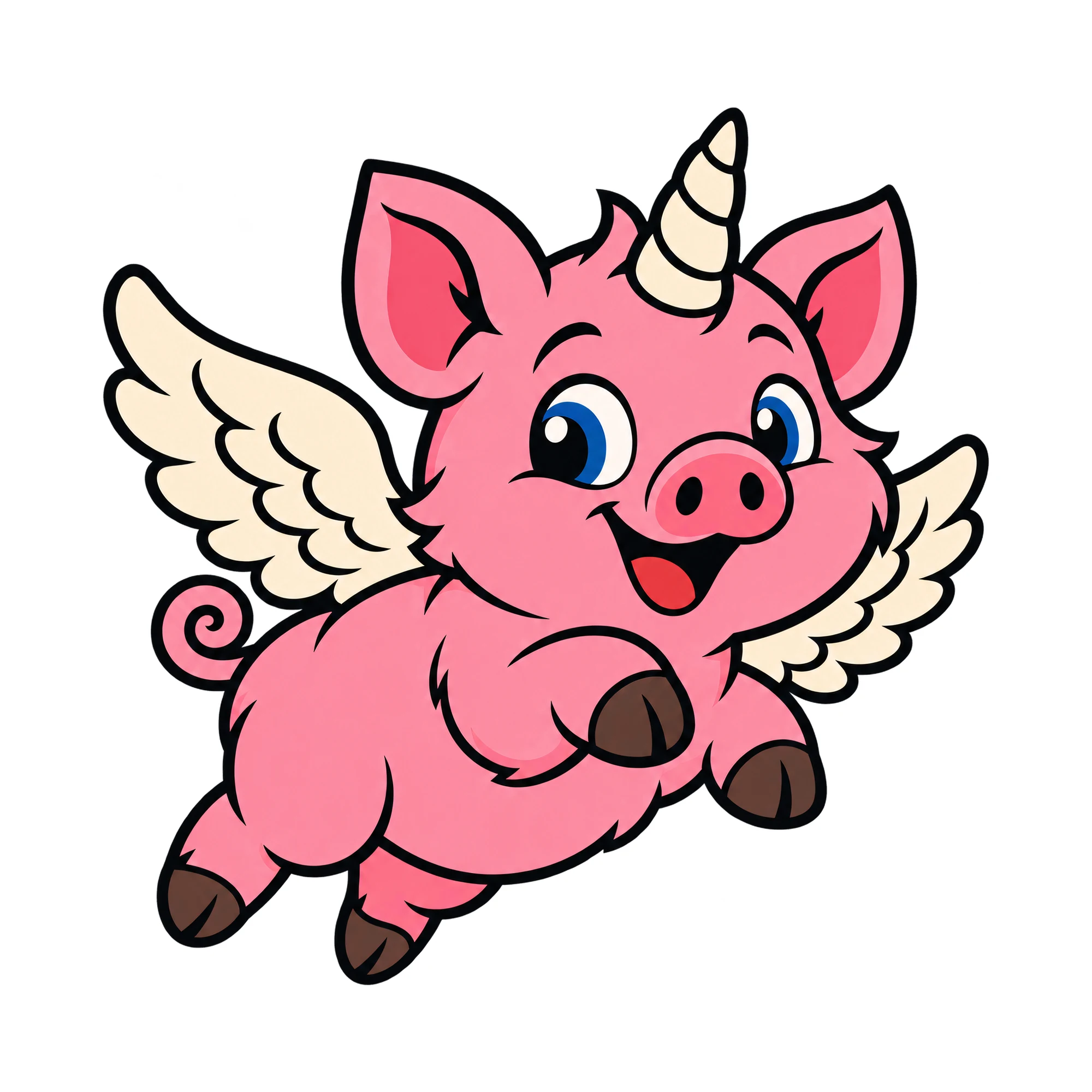 Bügelbild „Das Letzte Schweinhorn“, Tiere Shirt Motiv als Grafik auf weißem Hintergrund (BB016245)