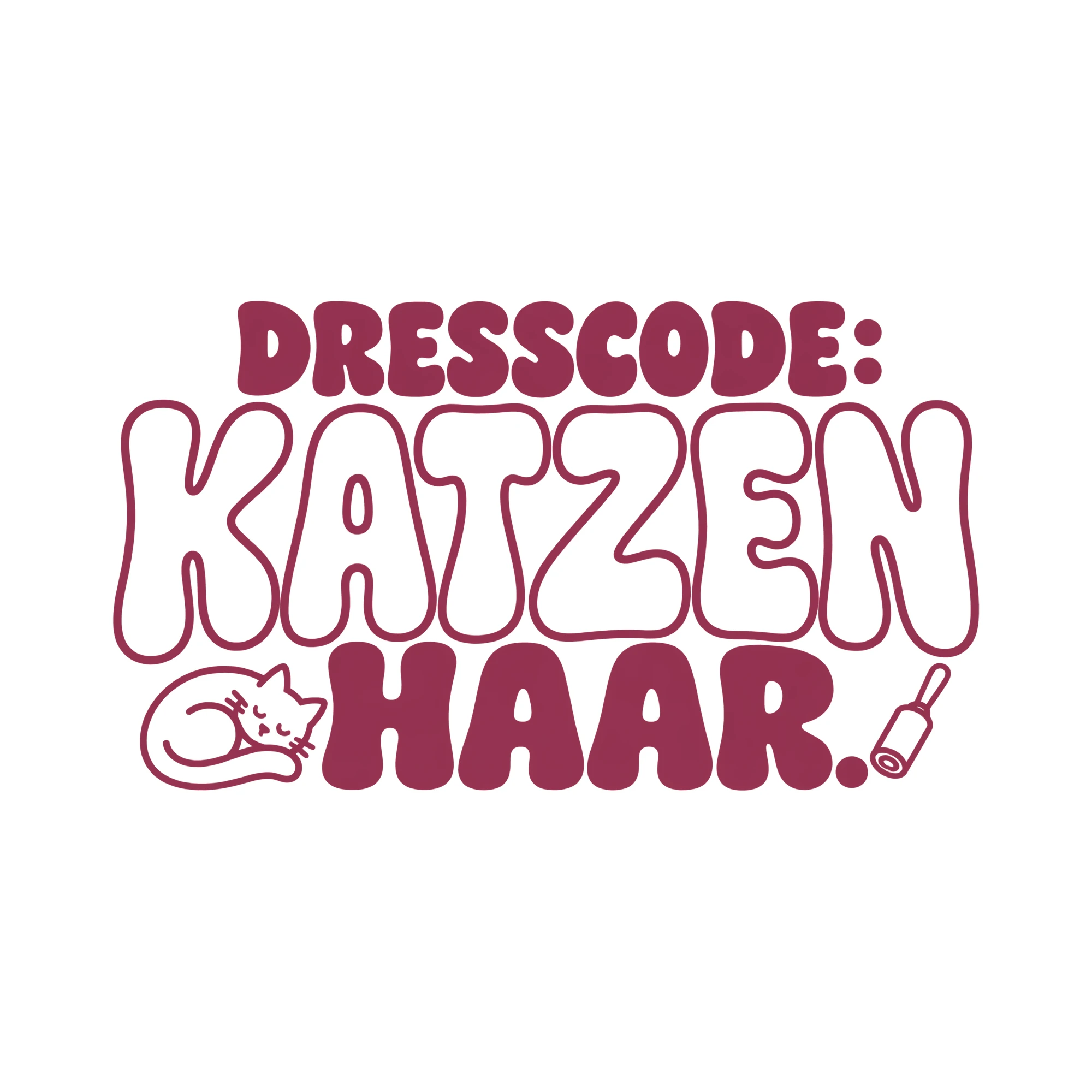 Bügelbild DRESSCODE: KATZENHAAR. als Grafik auf weißem Hintergrund (BB014052)
