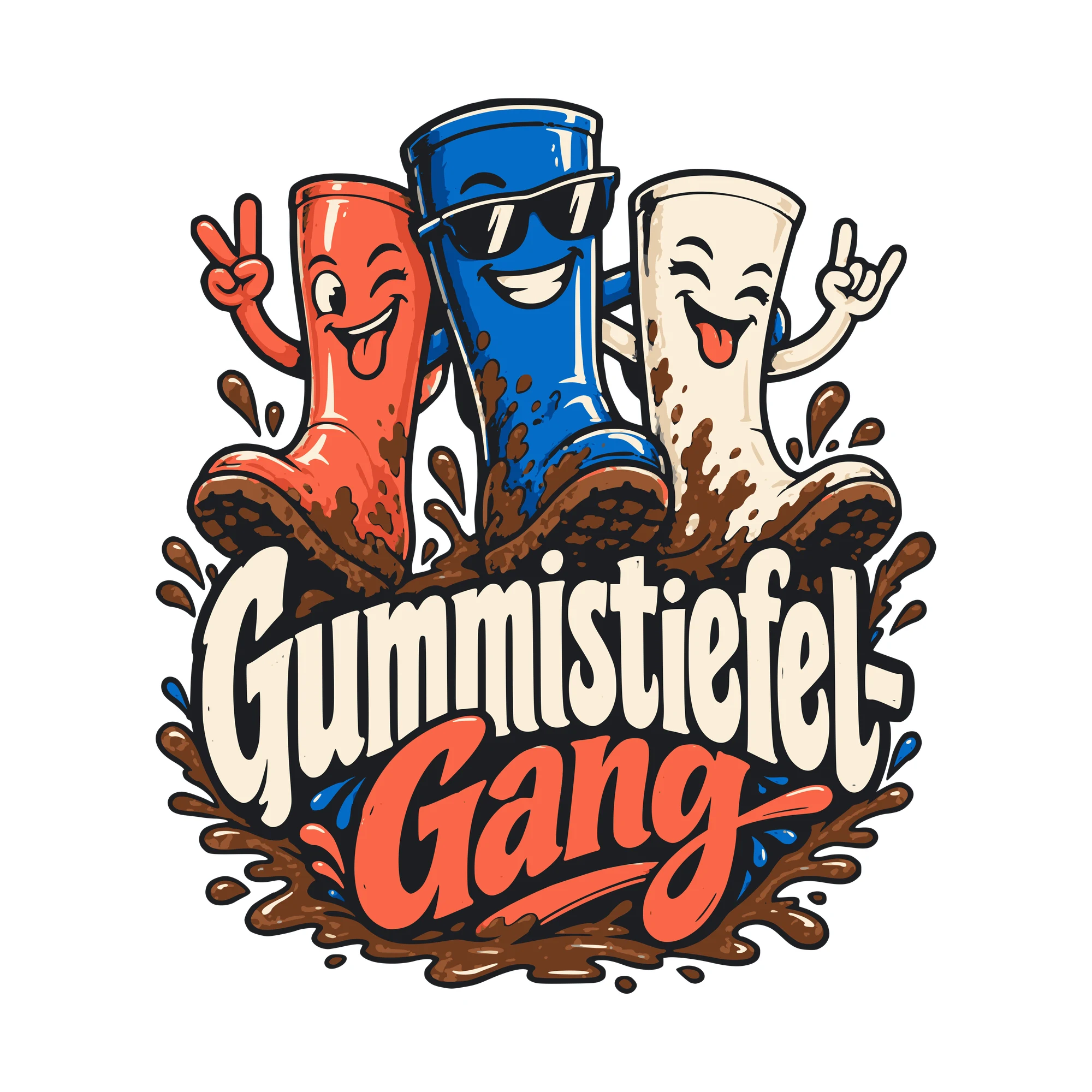 Bügelbild Gummistiefel-Gang als Grafik auf weißem Hintergrund (BB011240)