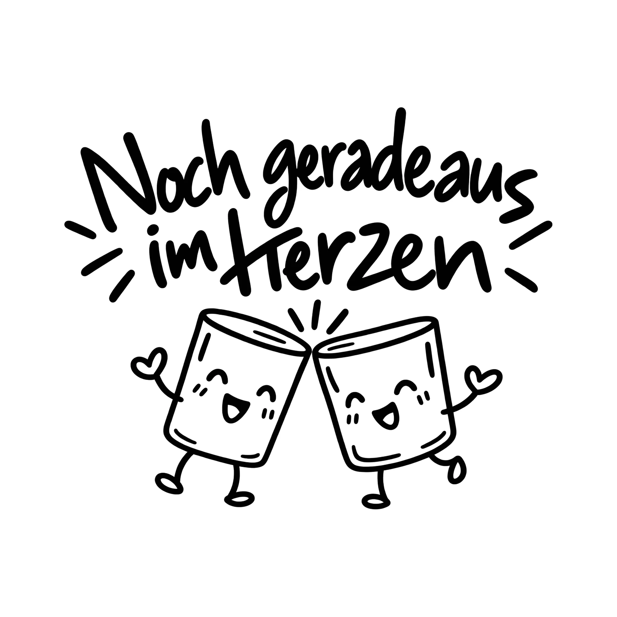 Bügelbild Noch geradeaus im Herzen als Grafik auf weißem Hintergrund (BB013513)