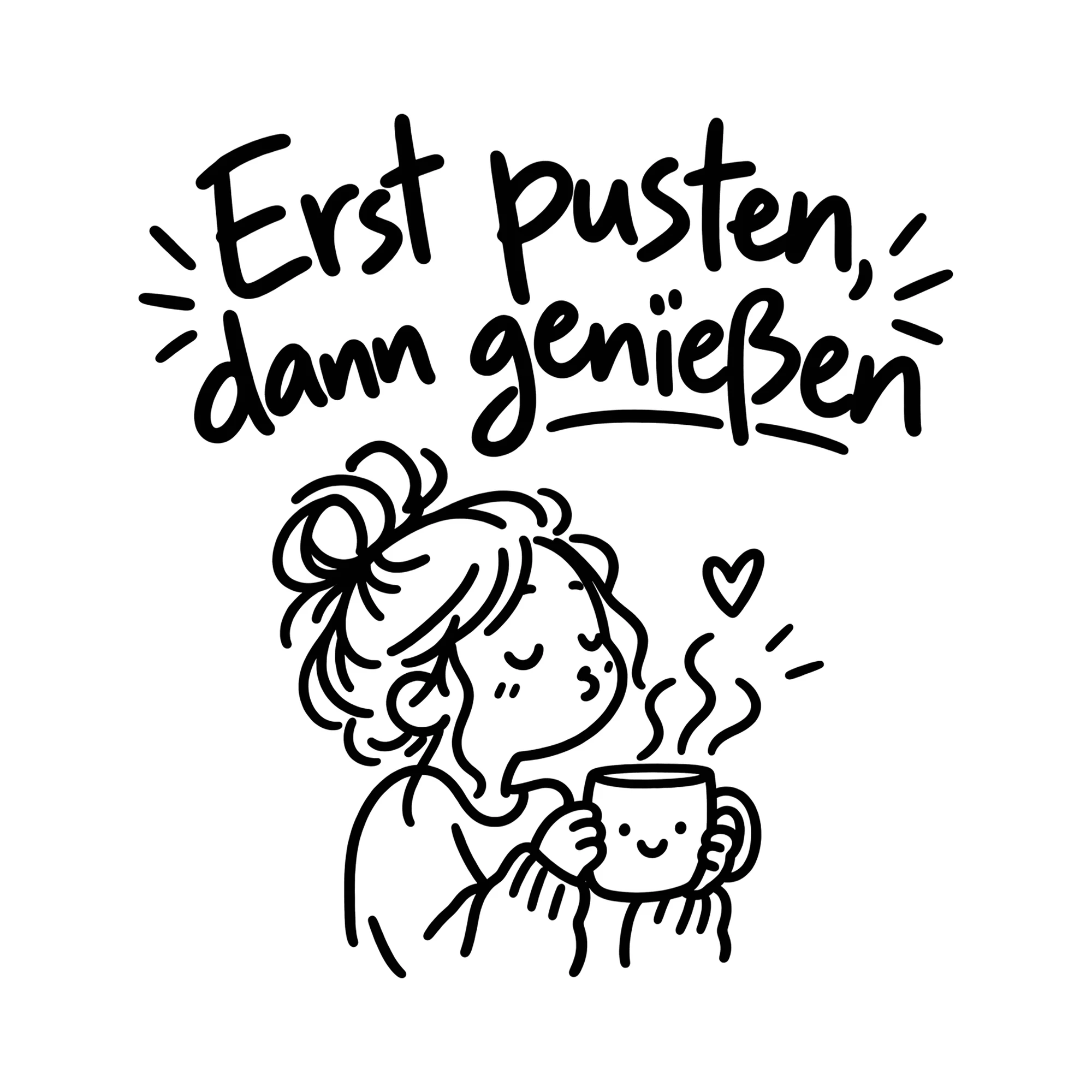Bügelbild Erst pusten, dann genießen als Grafik auf weißem Hintergrund (BB014364)