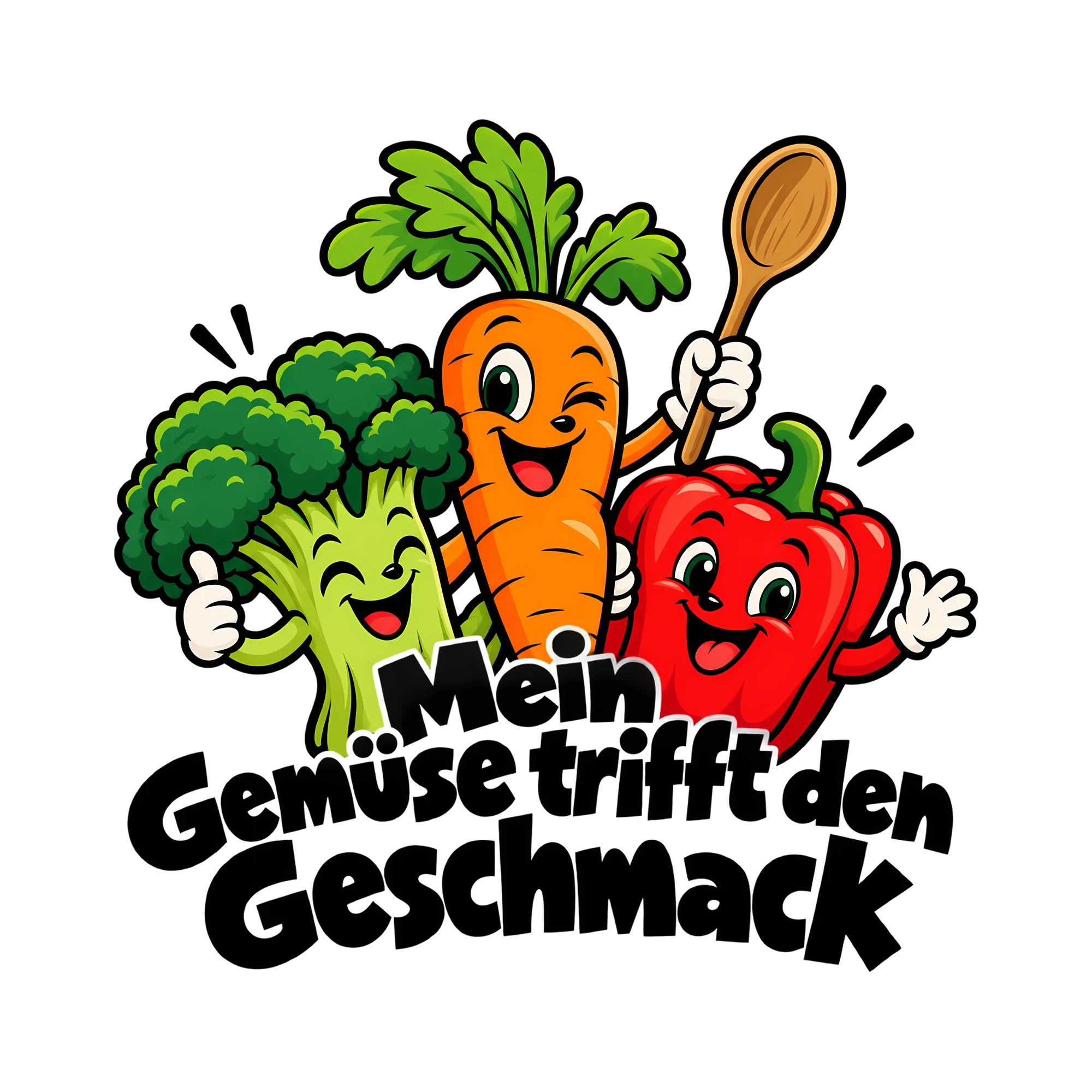 Bügelbild Mein Gemüse trifft den Geschmack als Grafik auf weißem Hintergrund (BB012237)