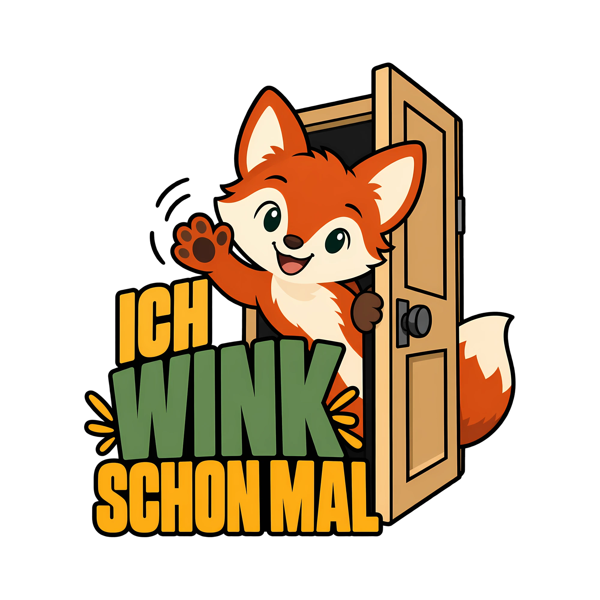 Bügelbild ICH WINK SCHON MAL als Grafik auf weißem Hintergrund (BB014207)