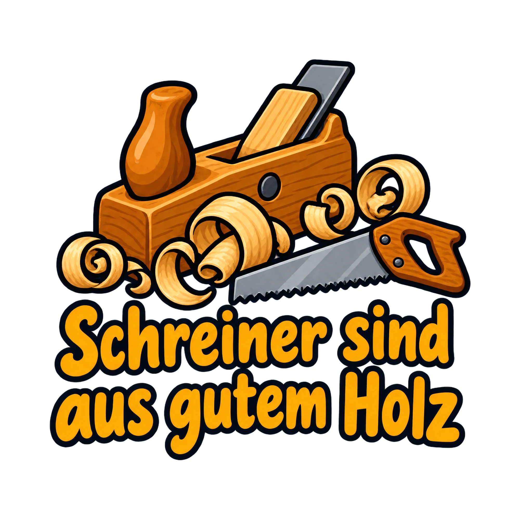 Bügelbild Schreiner sind aus gutem Holz, Beruf Shirt Spruch als Grafik auf weißem Hintergrund (BB016632)