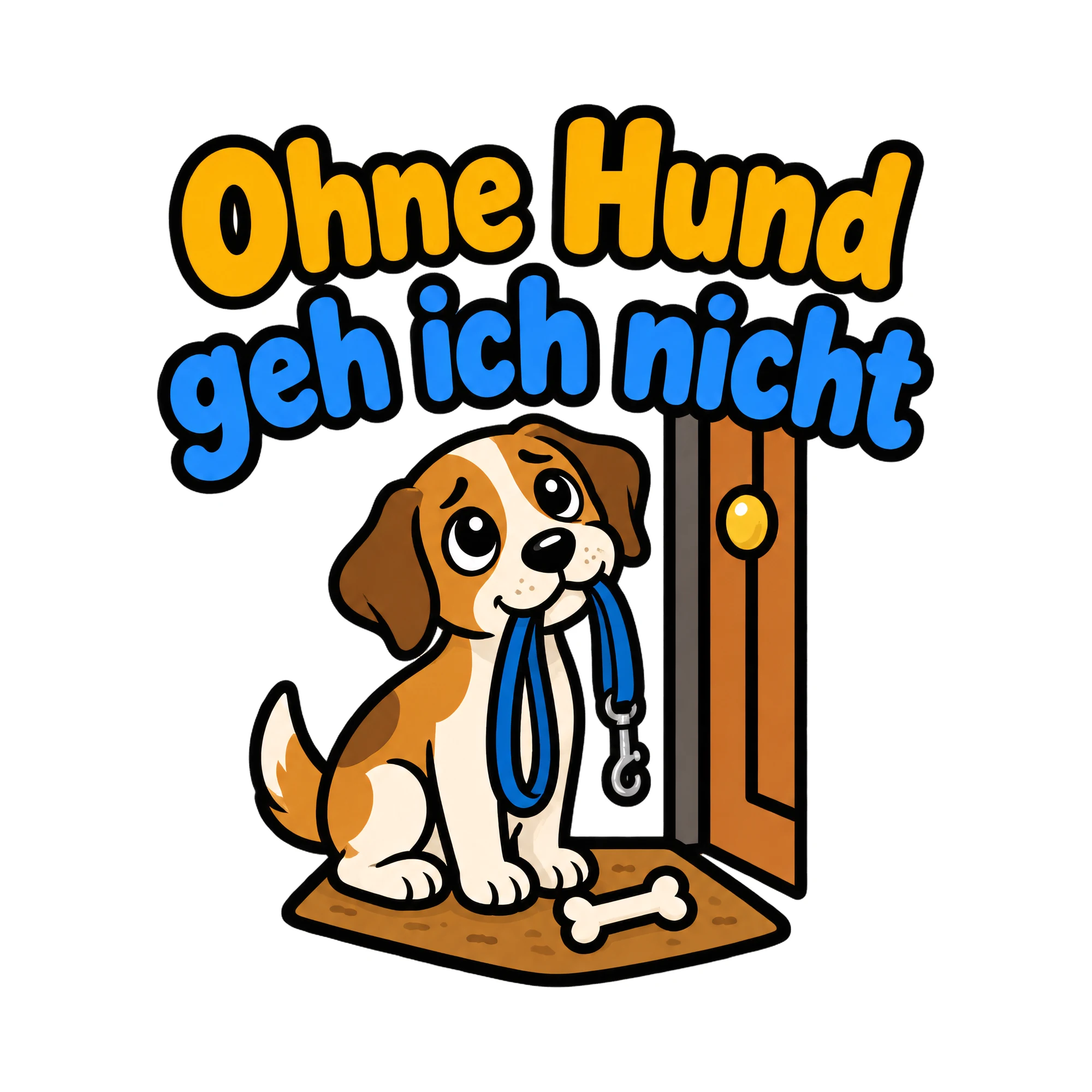 Bügelbild Ohne Hund geh ich nicht als Grafik auf weißem Hintergrund (BB019750)