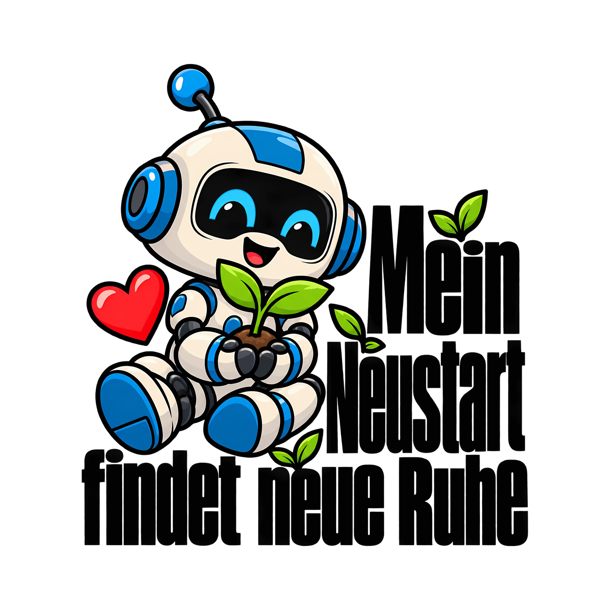 Bügelbild Mein Neustart findet neue Ruhe als Grafik auf weißem Hintergrund (BB014599)