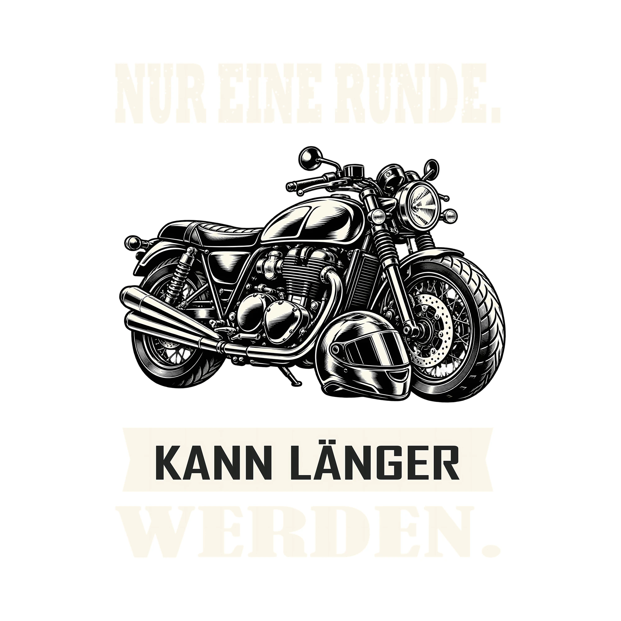Bügelbild NUR EINE RUNDE. KANN LÄNGER WERDEN. als Grafik auf weißem Hintergrund (BB012676)