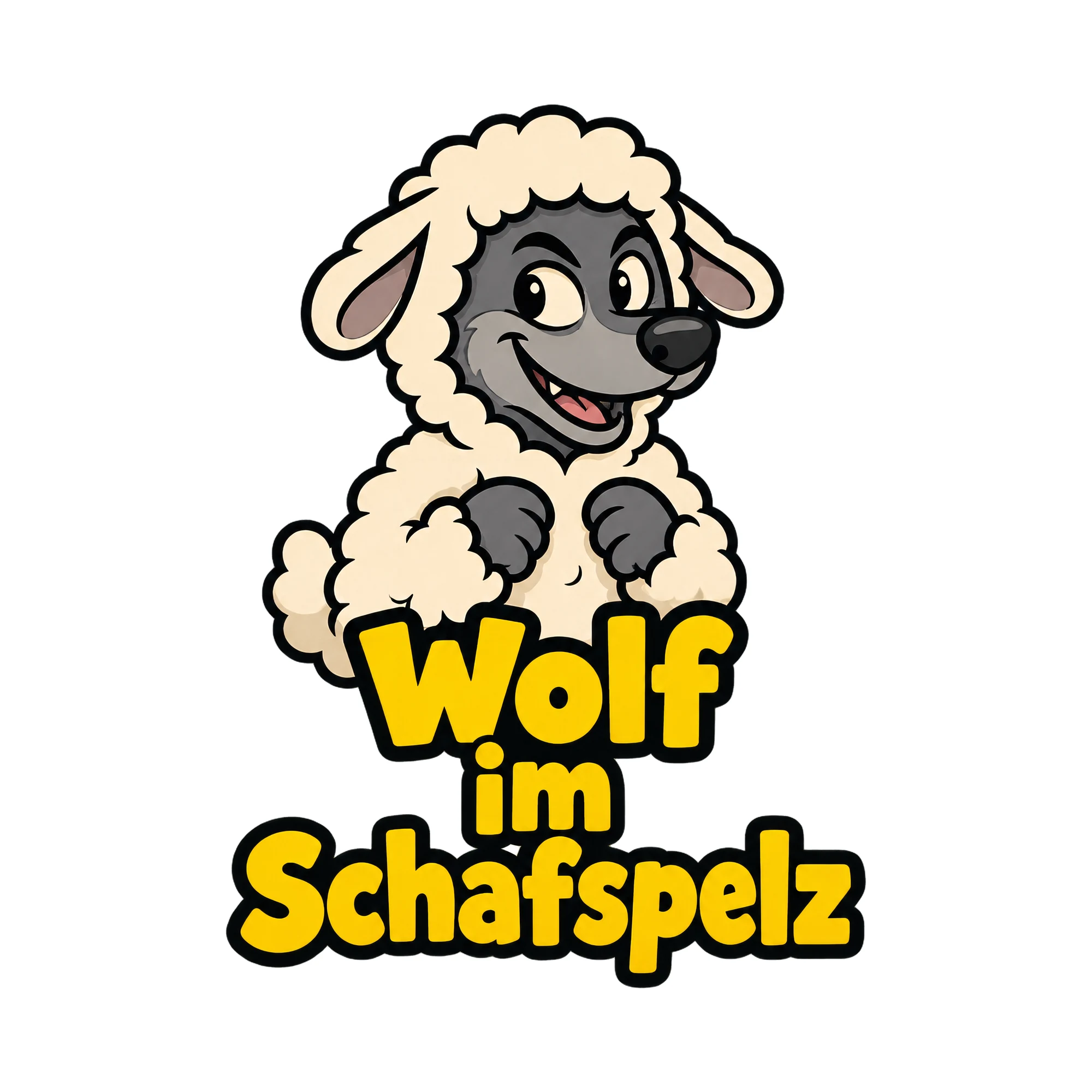 Bügelbild Wolf im Schafspelz als Grafik auf weißem Hintergrund (BB018586)